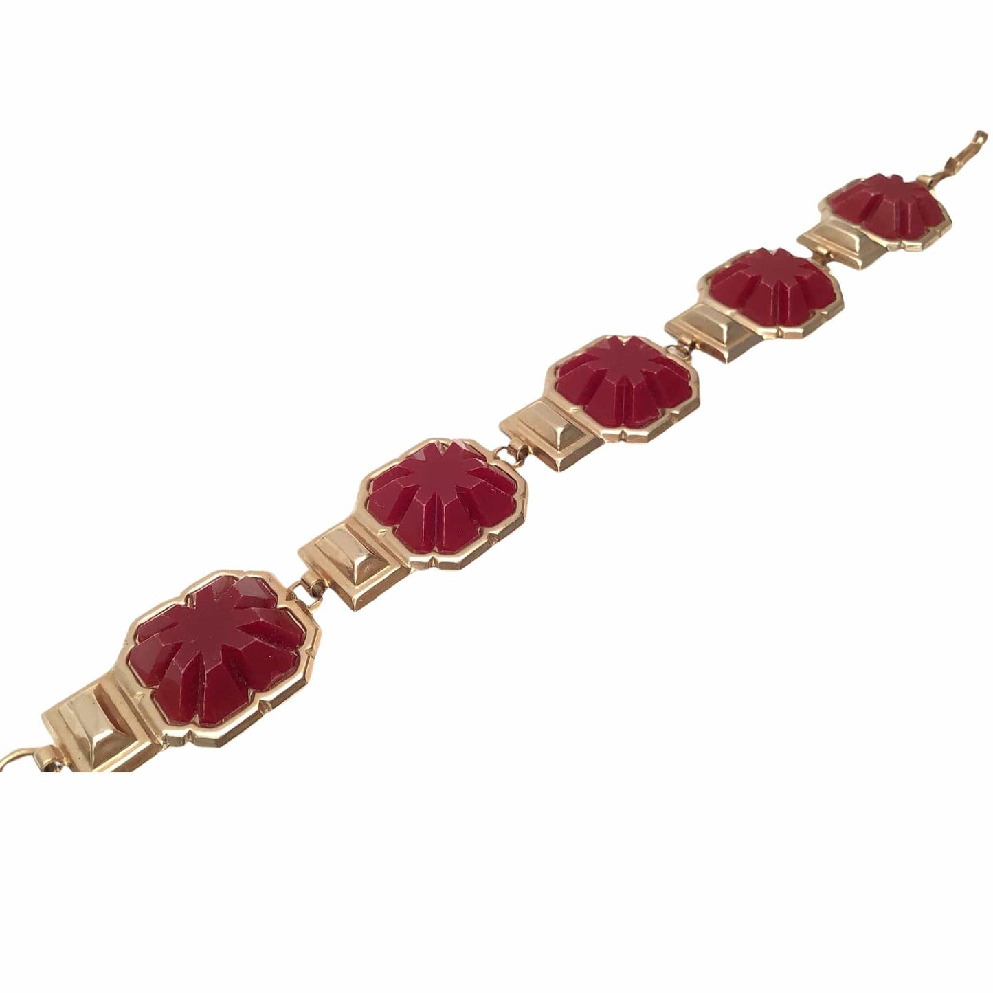 Art Deco Bracelet Red / Metal / Vintage 1970s