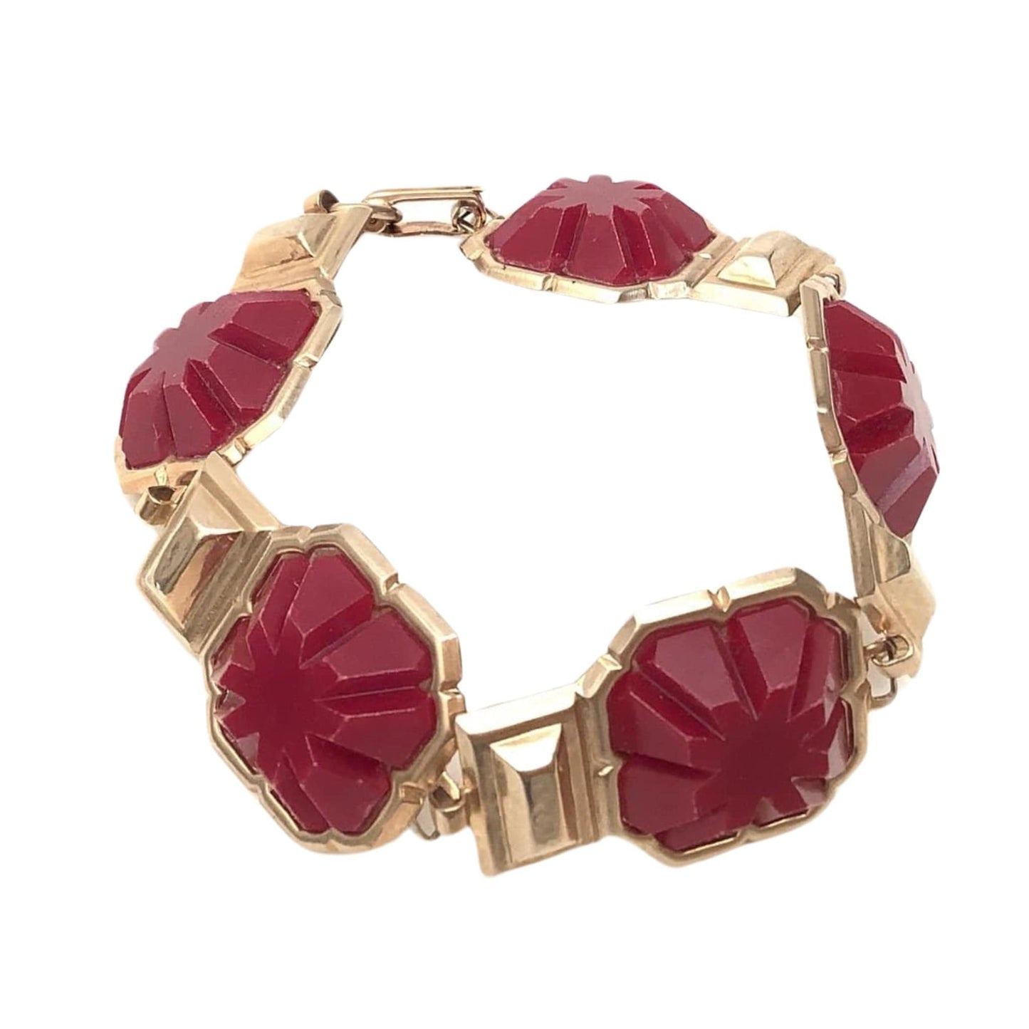 Art Deco Bracelet Red / Metal / Vintage 1970s