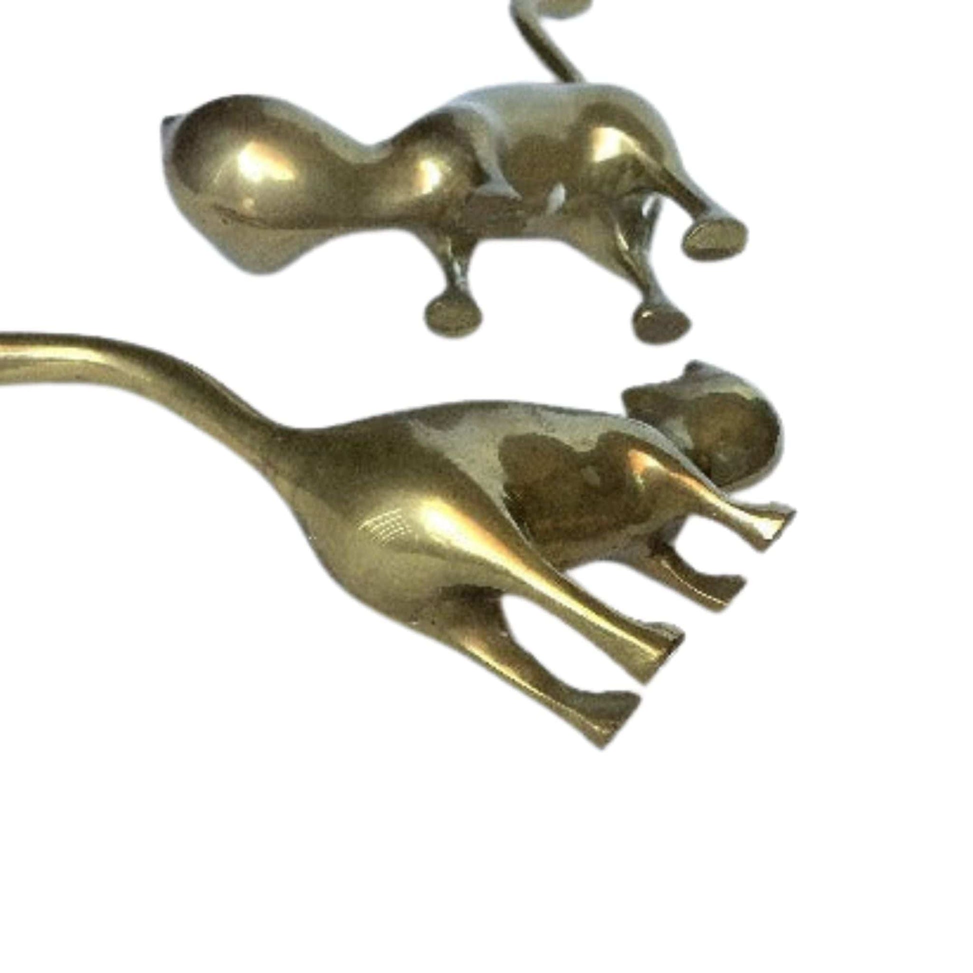 Art Deco Cat Figurines Brass / Brass / Vintage 1960s