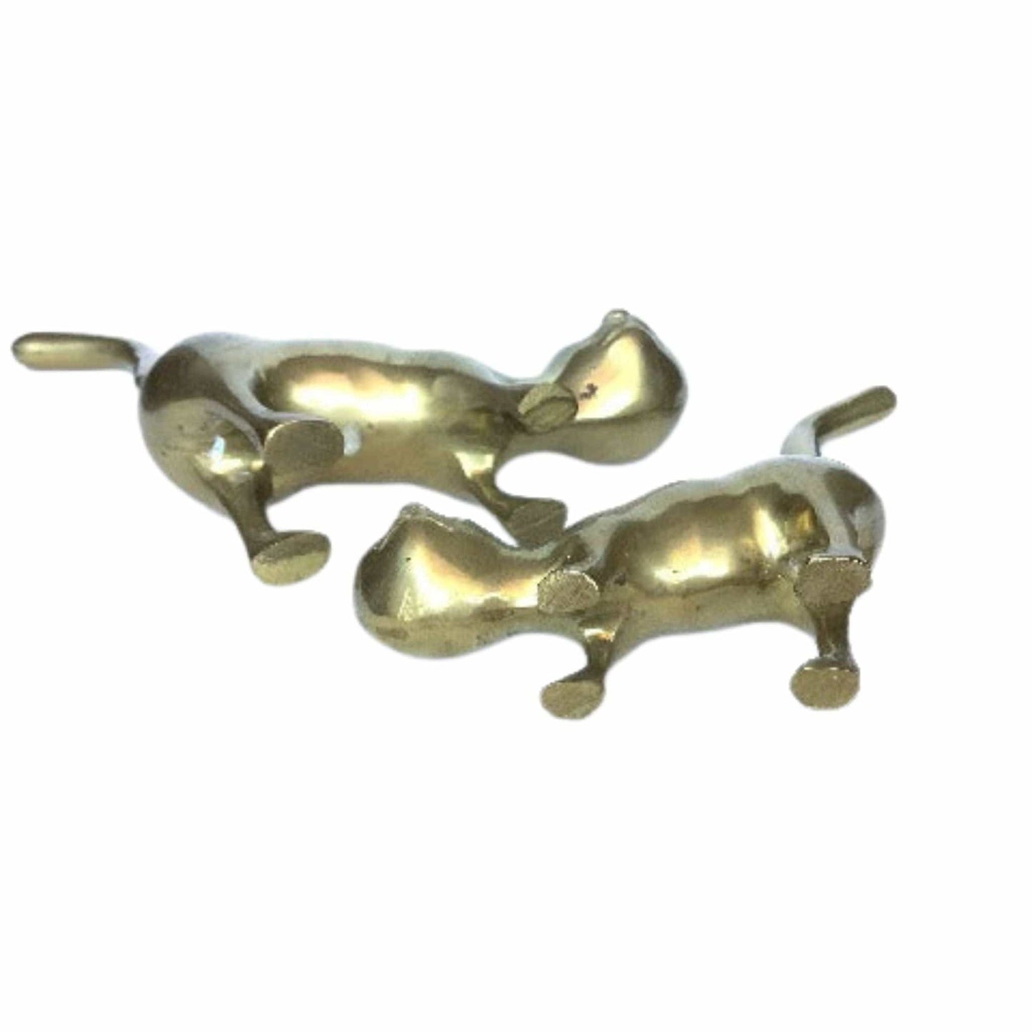 Art Deco Cat Figurines Brass / Brass / Vintage 1960s