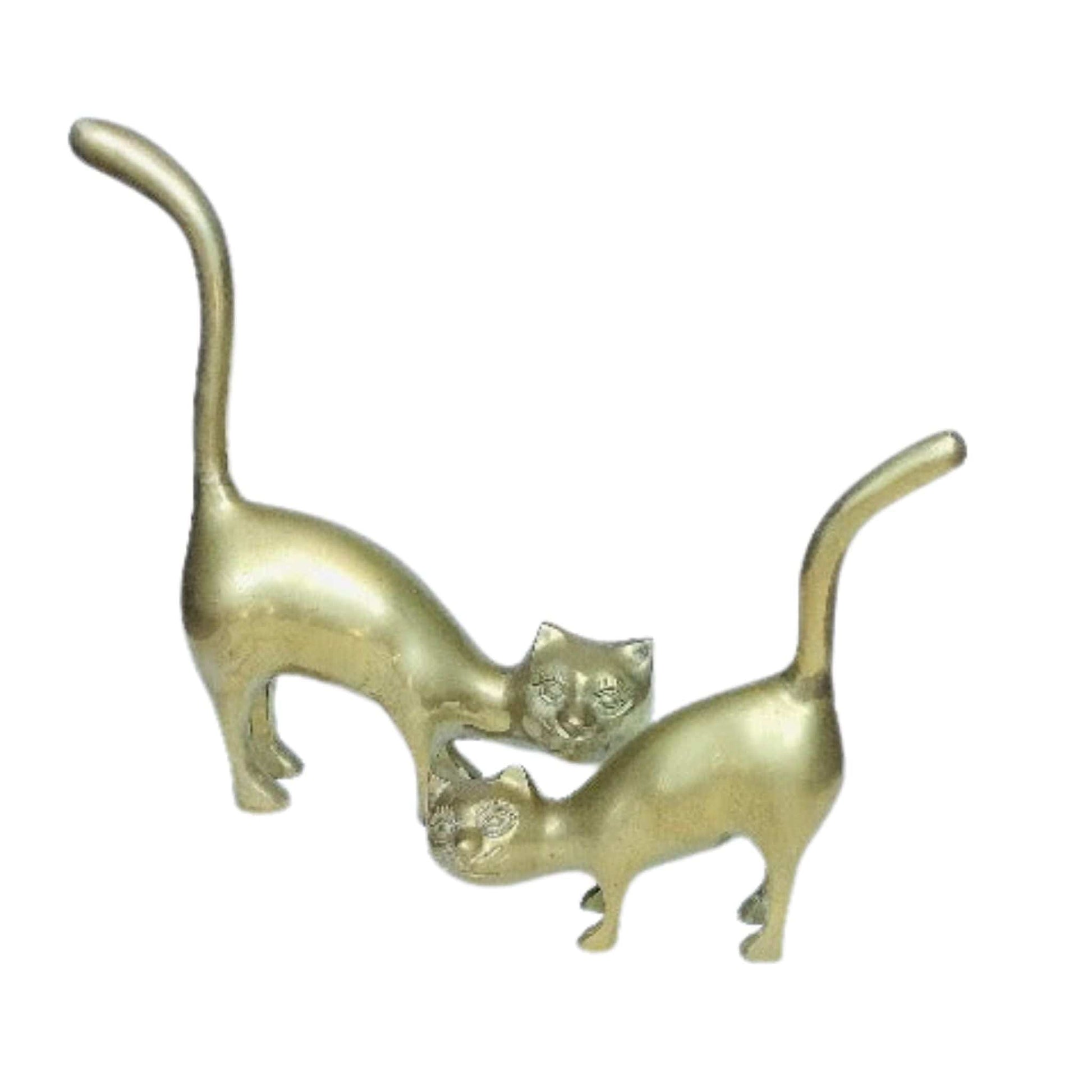 Art Deco Cat Figurines Brass / Brass / Vintage 1960s