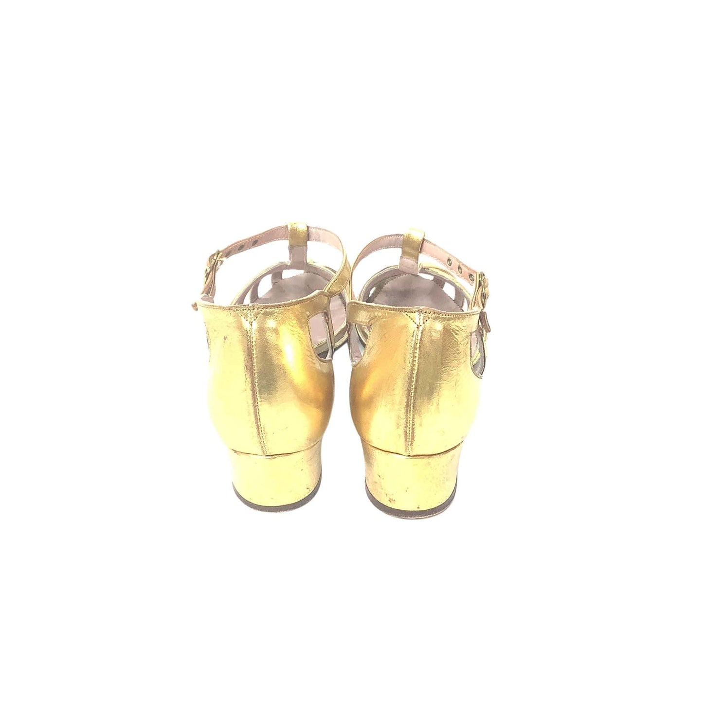 Art Deco Gold Heels 7.5 / Gold / Vintage 1920s