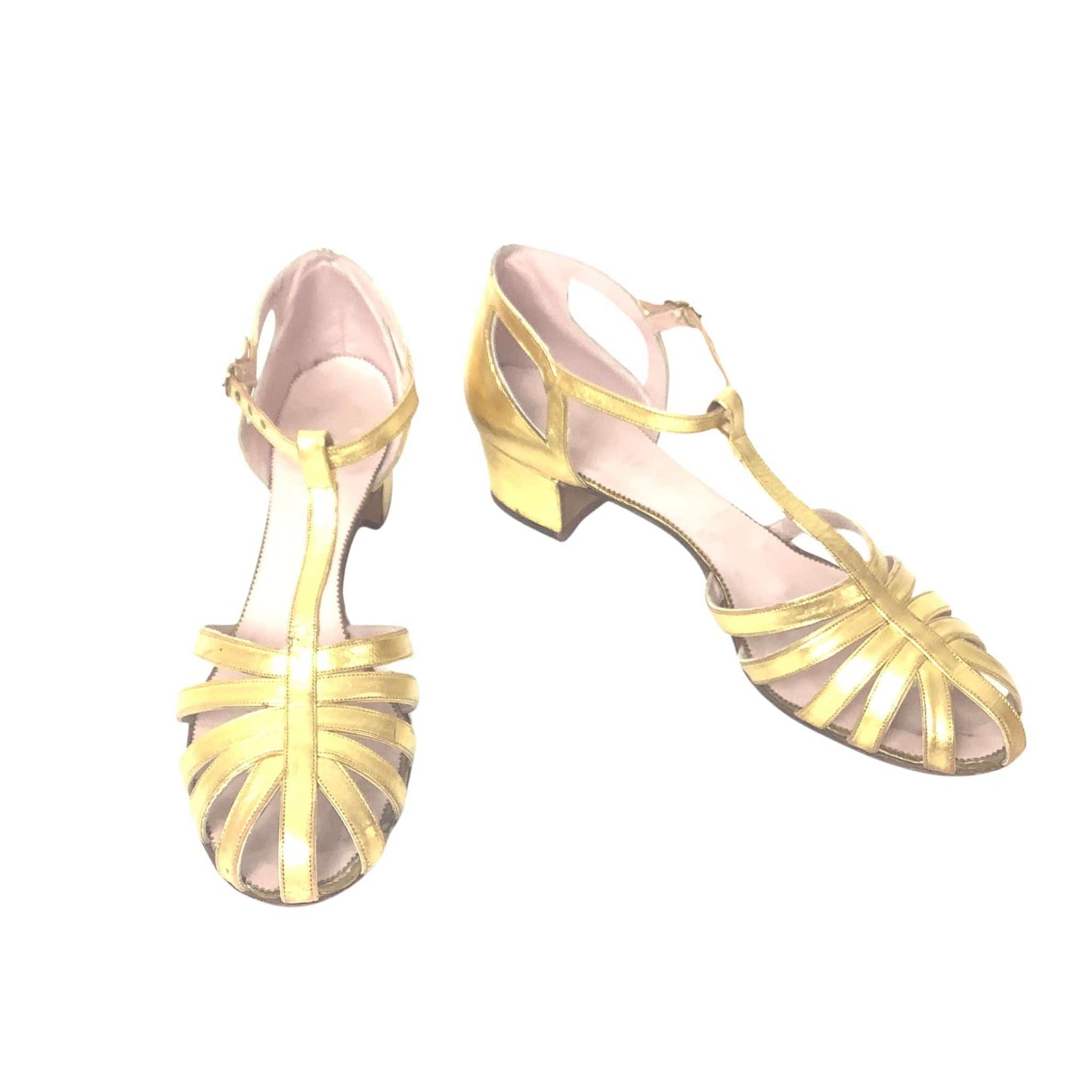 Art Deco Gold Heels 7.5 / Gold / Vintage 1920s