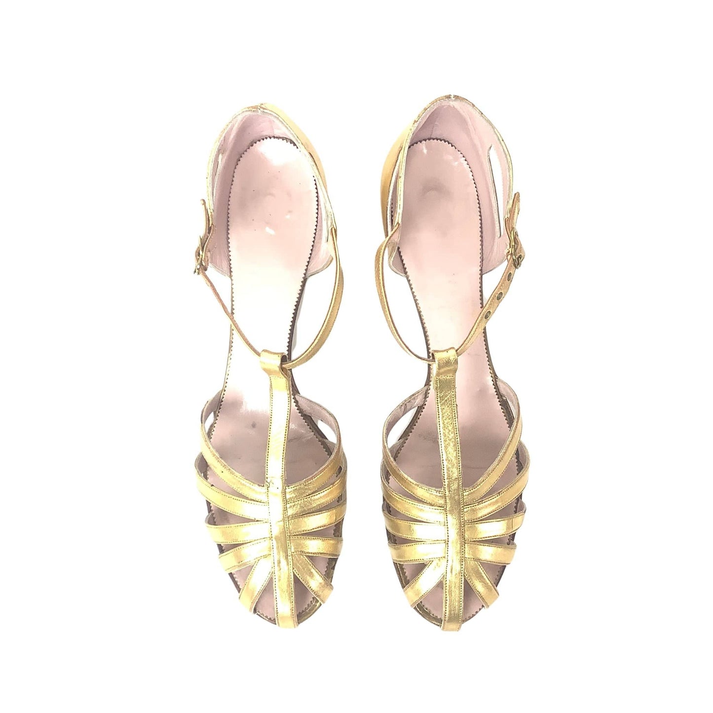 Art Deco Gold Heels 7.5 / Gold / Vintage 1920s