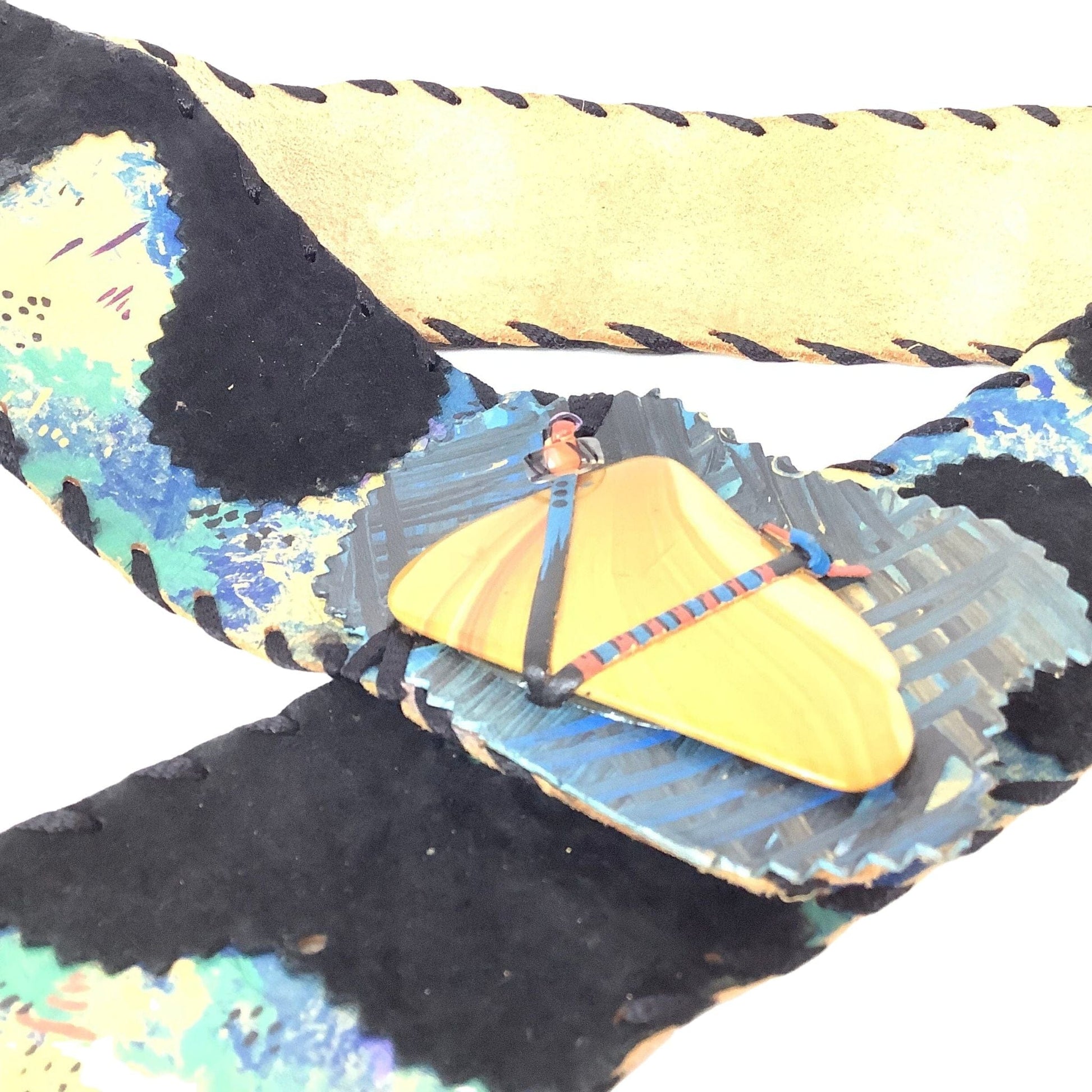 Artisan Handcrafted Belt Small / Blue / Vintage 1980s