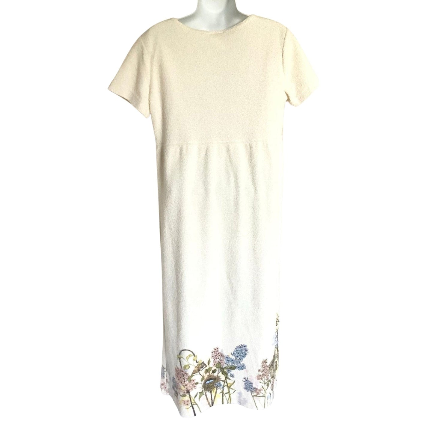 Artsy Hand Painted Dress Large / Beige / Vintage 1990s