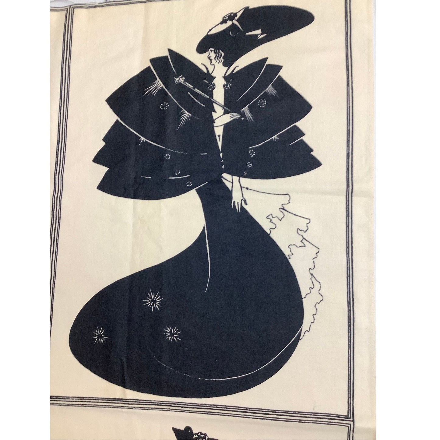 Aubrey Beardsley Art Cotton / B&W / Vintage 1980s