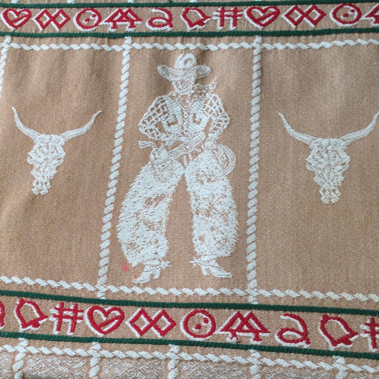 Bates Longhorn Bedspread Multi / Cotton / Vintage 1950s