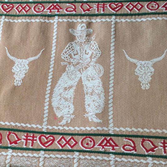 Bates Longhorn Bedspread Multi / Cotton / Vintage 1950s