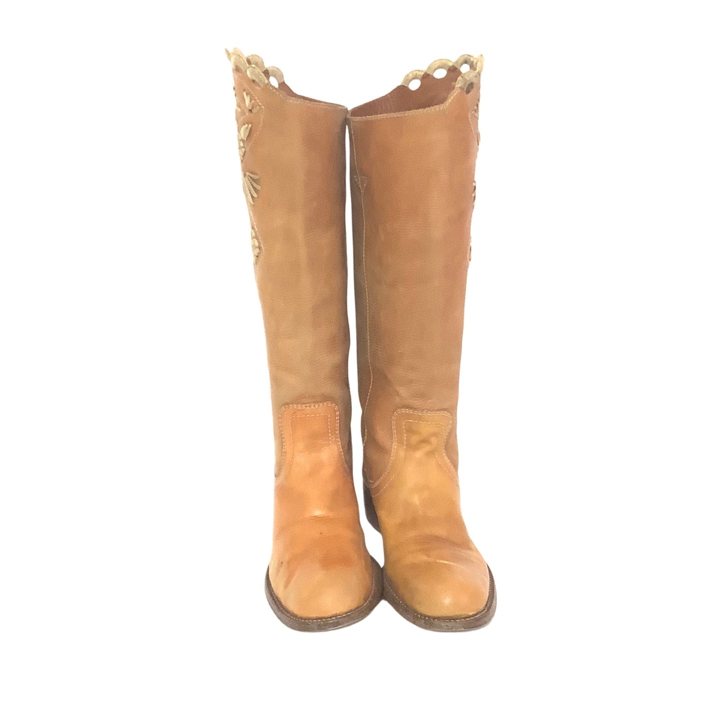 BCBG Embroidered Boots 7.5 / Tan / Y2K - Now