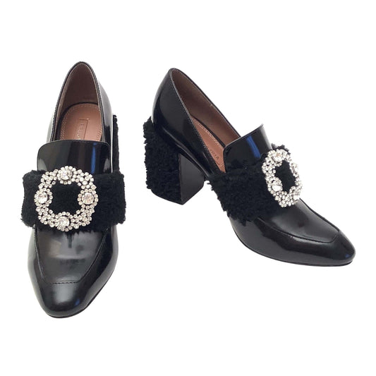 BCBG Furry Heel Loafers 7 / Black / Y2K - Now