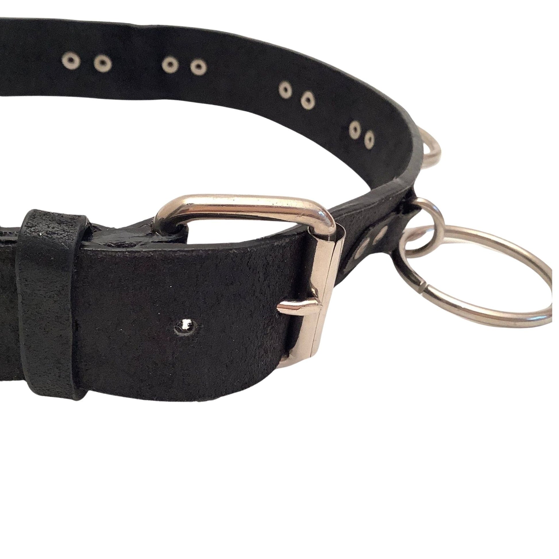 Black Leather Goth Belt Small / Black / Vintage 1980s
