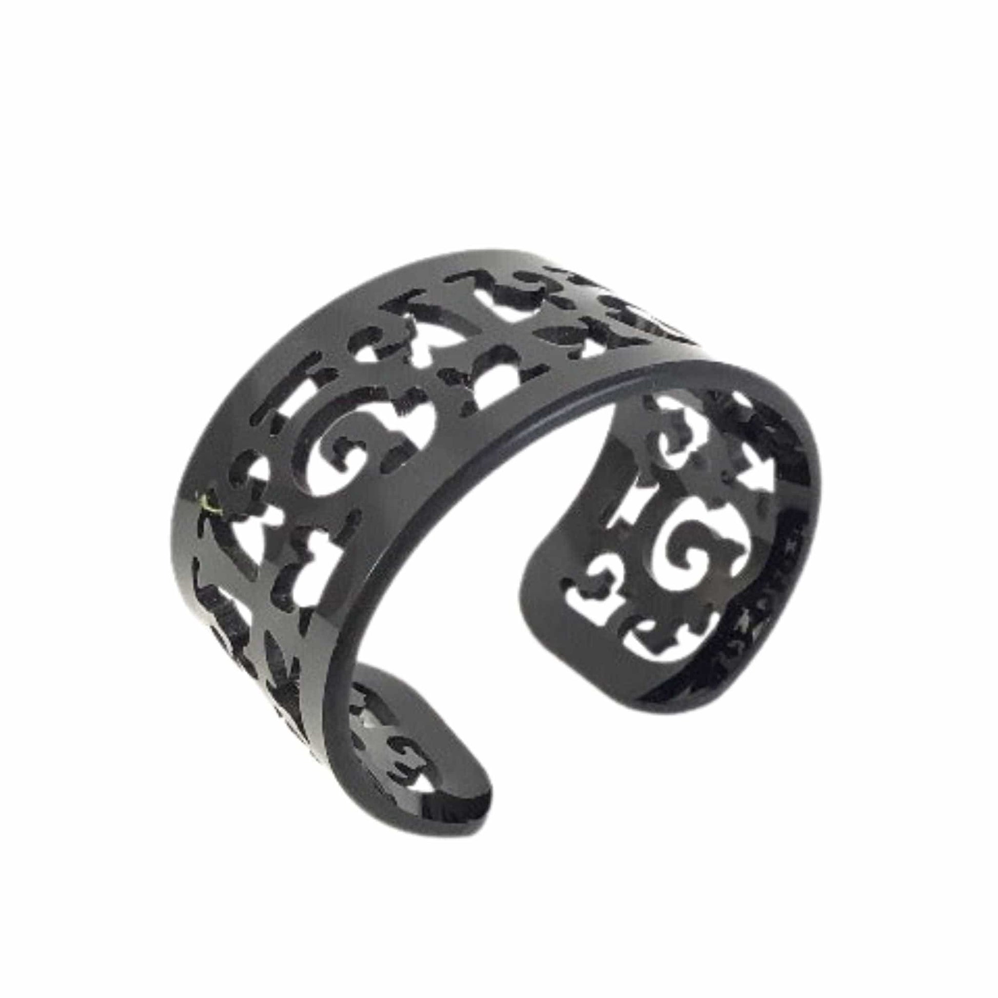 Black Scroll Cuff Bracelet Black / Plastic / Y2K - Now