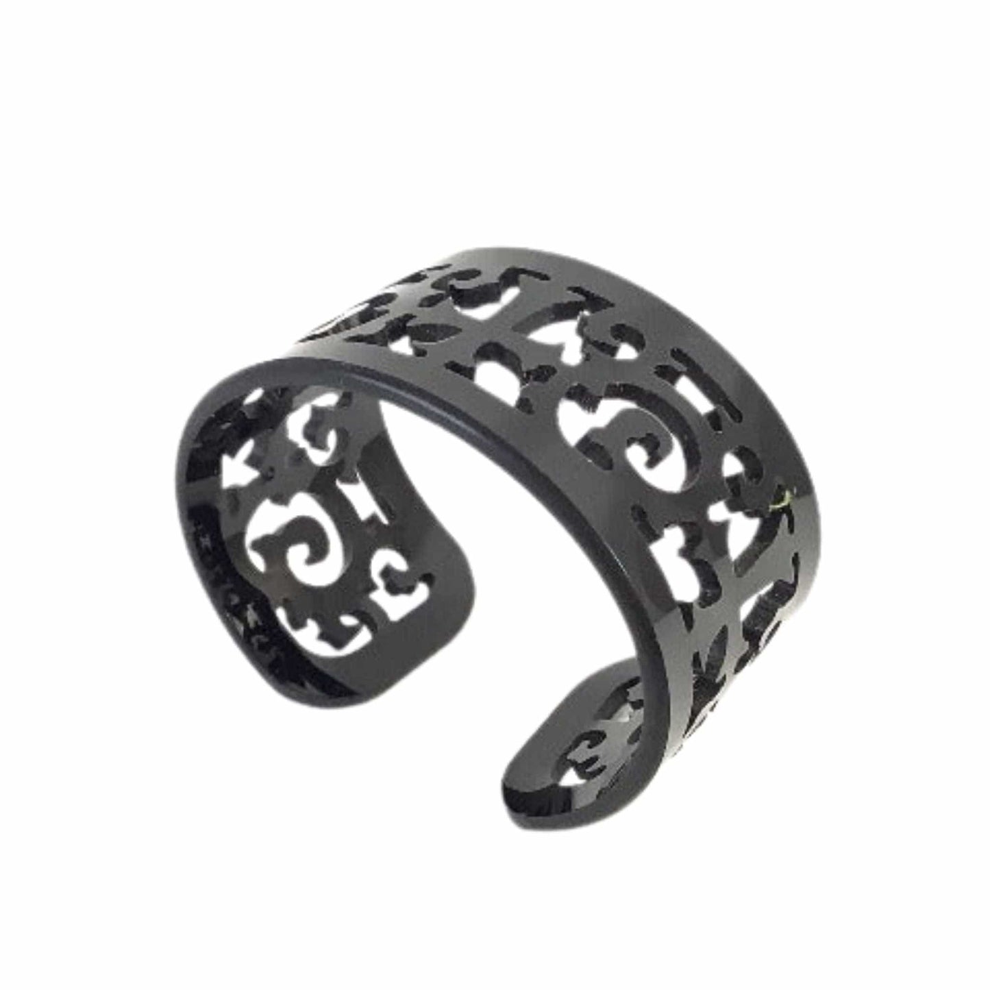 Black Scroll Cuff Bracelet Black / Plastic / Y2K - Now