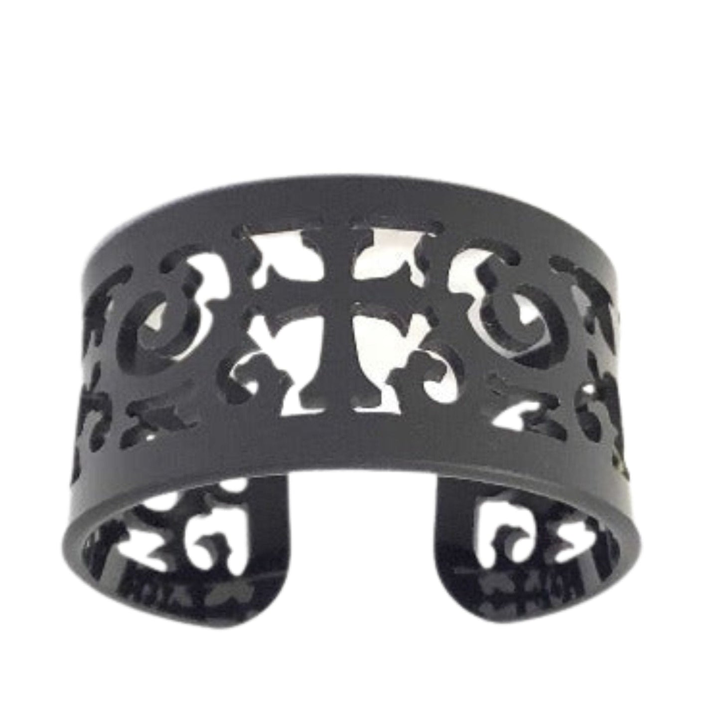 Black Scroll Cuff Bracelet Black / Plastic / Y2K - Now