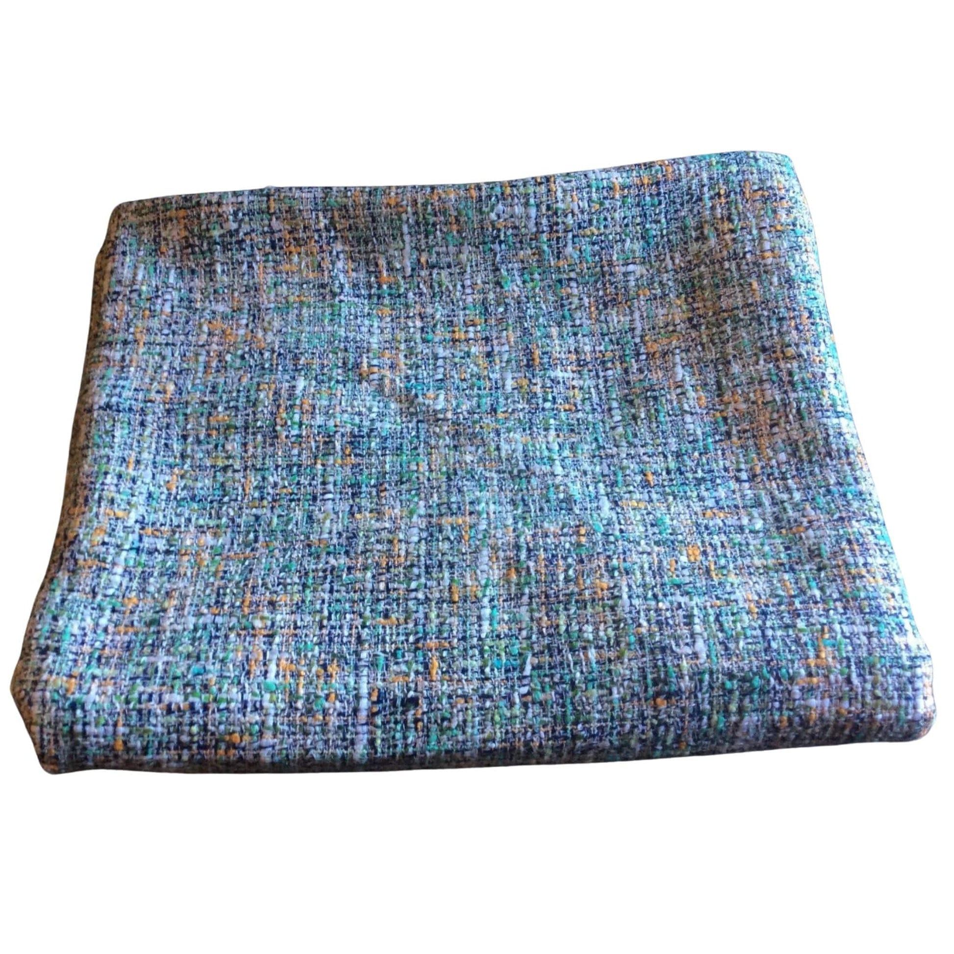 Blue Linen Tweed Fabric Multi / Linen / Vintage 1950s