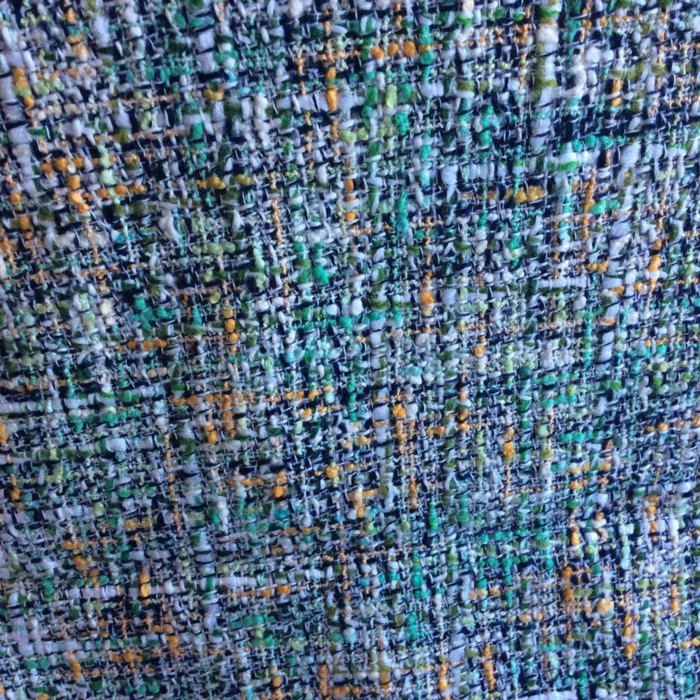 Blue Linen Tweed Fabric Multi / Linen / Vintage 1950s