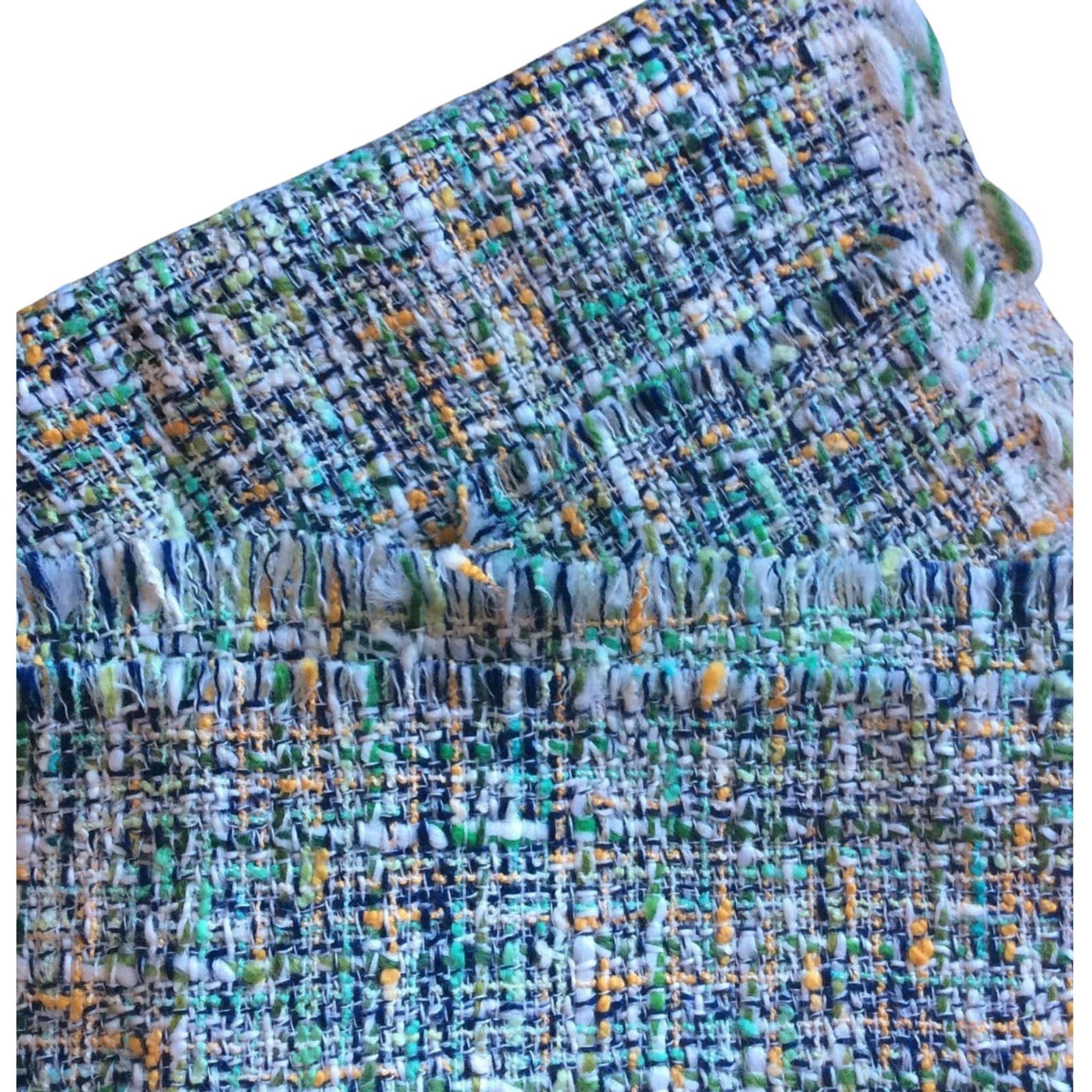 Blue Linen Tweed Fabric Multi / Linen / Vintage 1950s