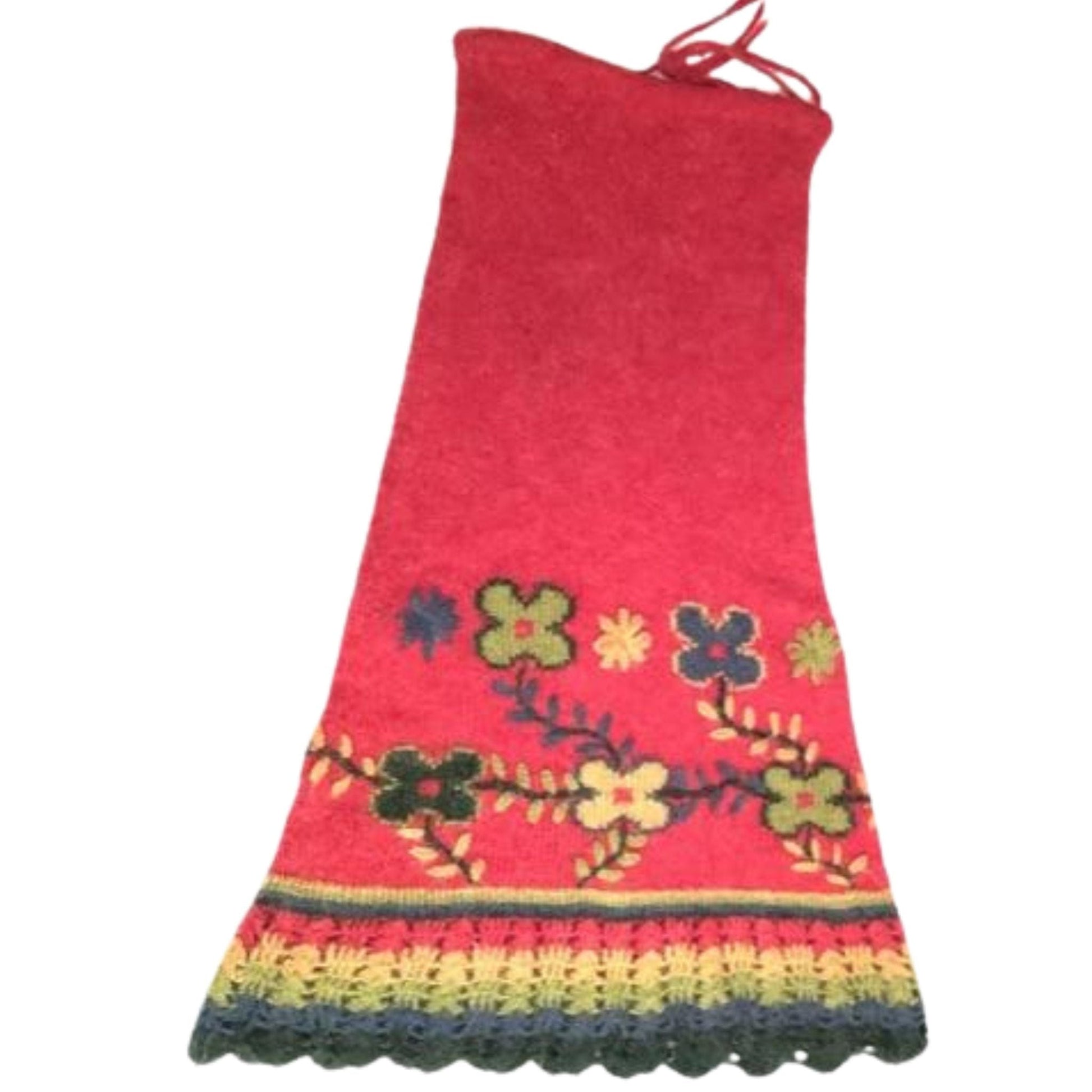 Boho Embroidered Maxi Skirt Small / Red / Y2K - Now