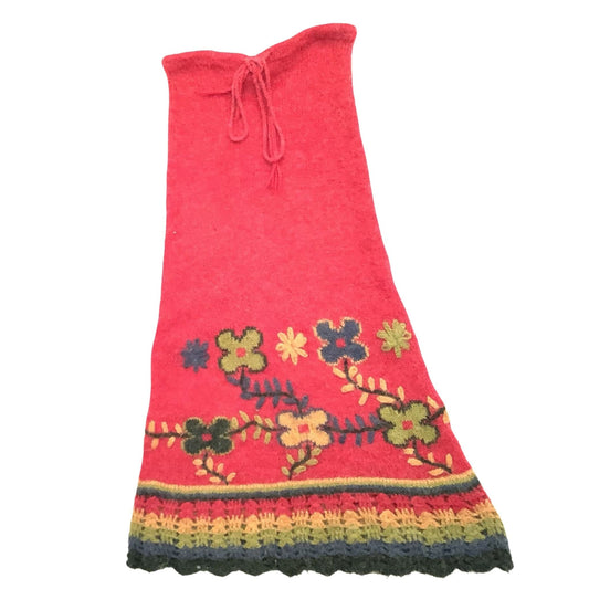 Boho Embroidered Maxi Skirt Small / Red / Y2K - Now