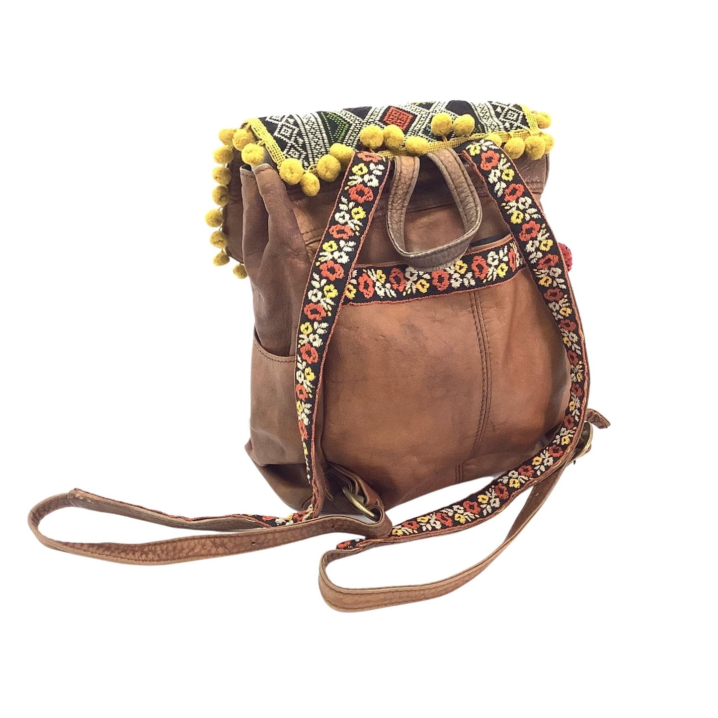 Boho Hippie Backpack Multi / Leather / Vintage 1970s