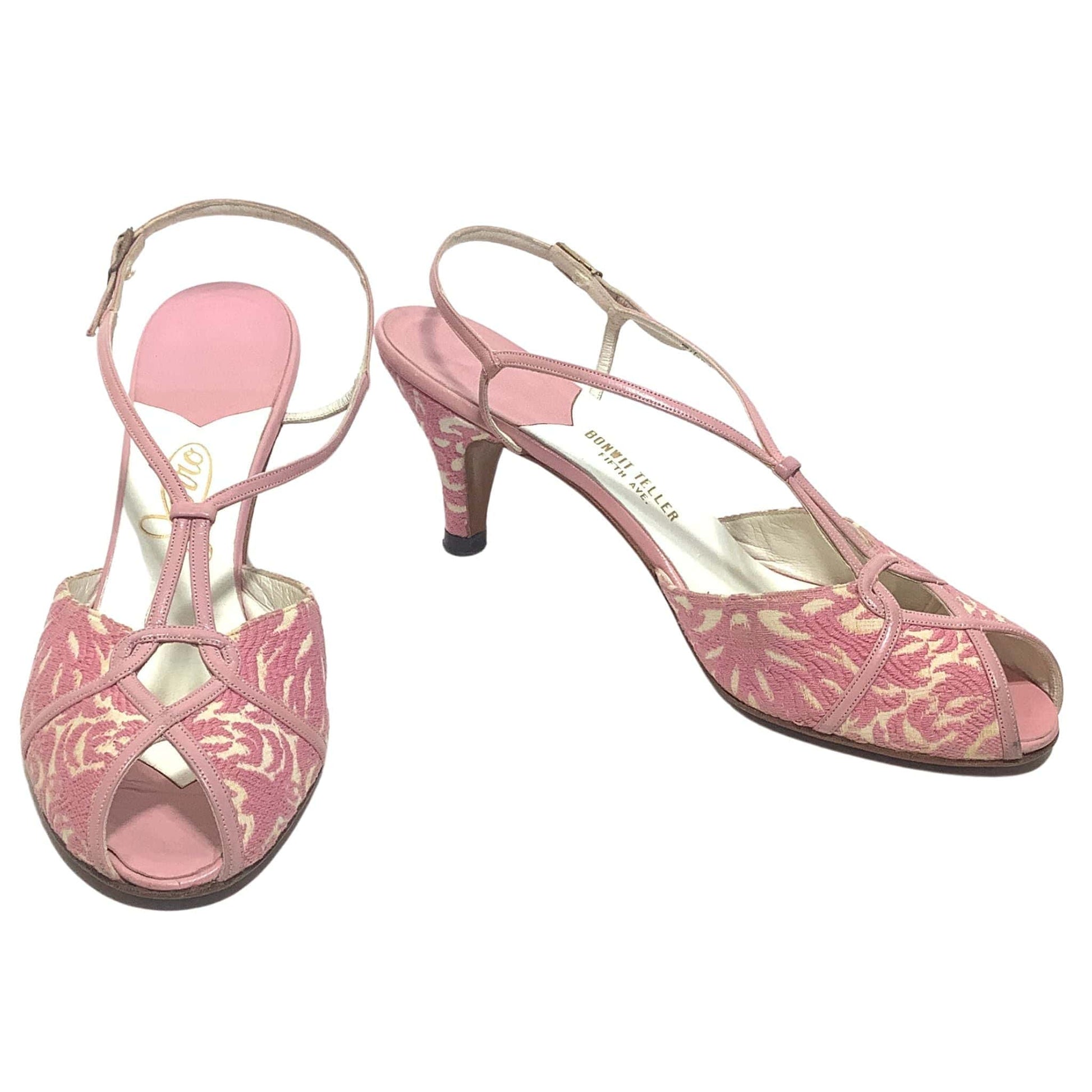 Bonwit Teller Pink Heels 7.5 / Multi / Vintage 1960s