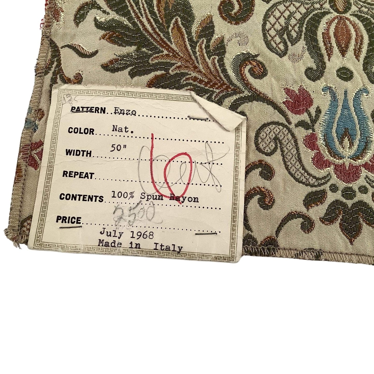 Brocade Fabric Sample Multi / Rayon / Vintage 1960s