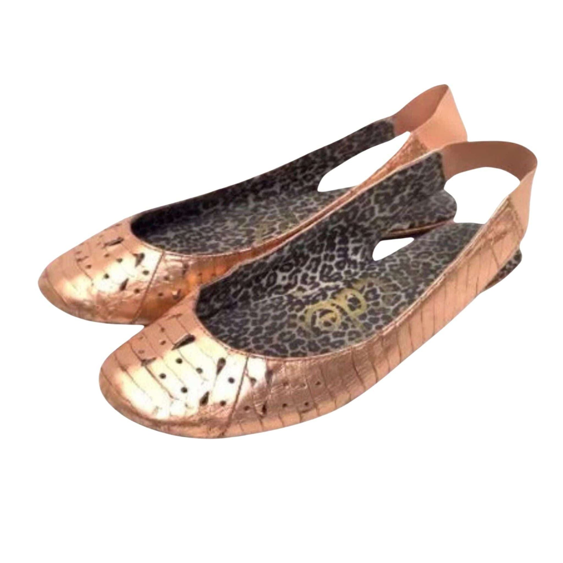 Bronze Flat Slingback Shoes 7 / Brown / Y2K - Now
