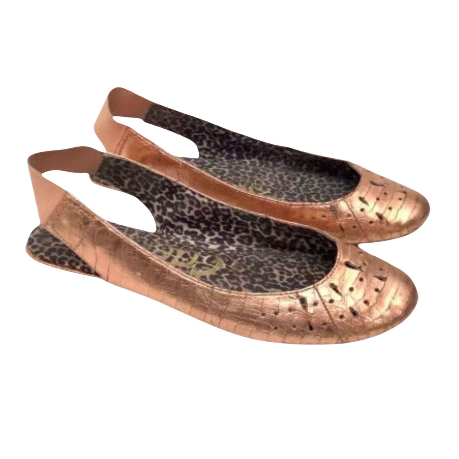Bronze Flat Slingback Shoes 7 / Brown / Y2K - Now