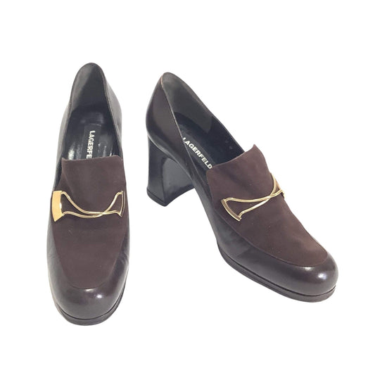 Brown Leather Heeled Loafers 7 / Brown / Vintage 1980s