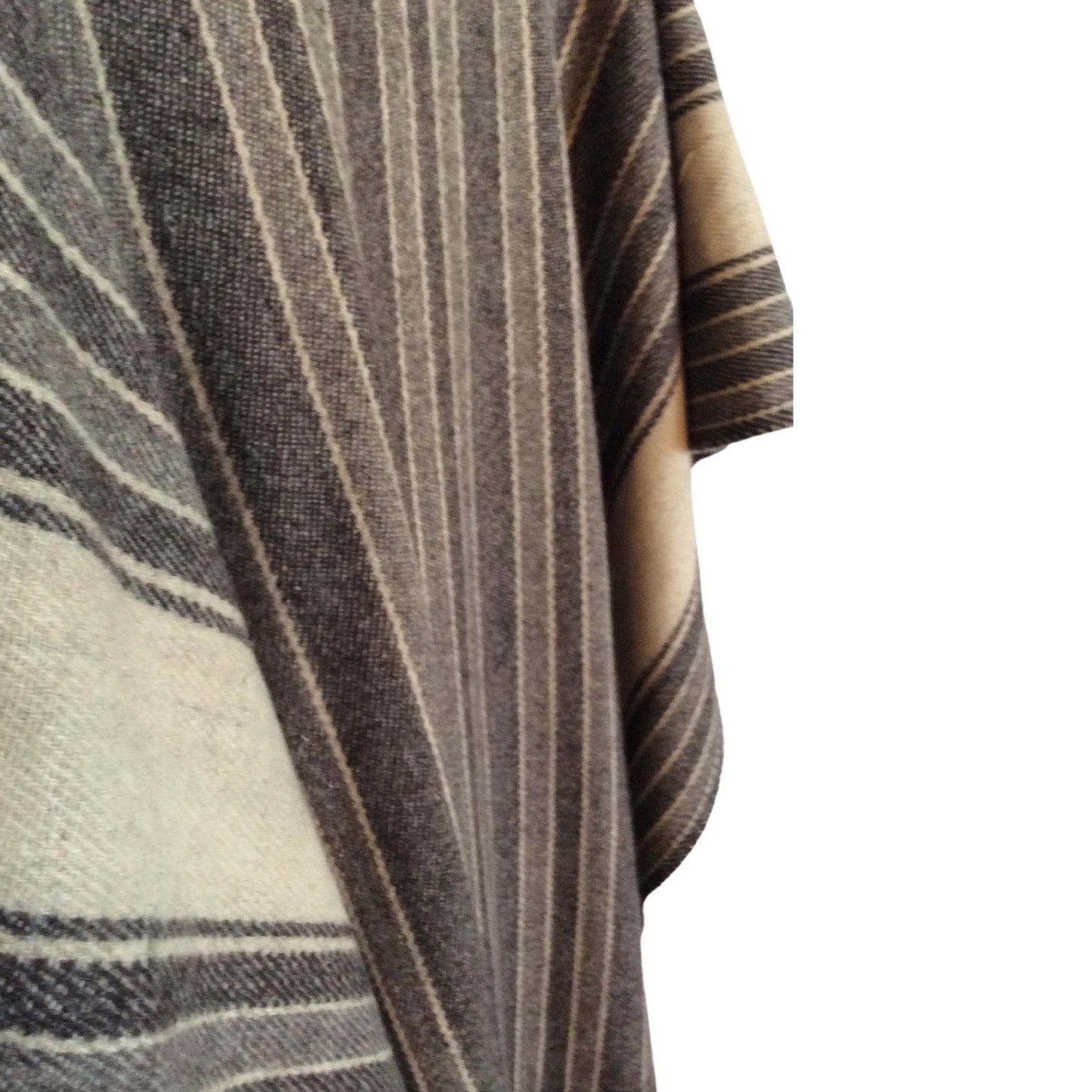 Brown Stripe Wool Poncho One size fits most / Multi / Western