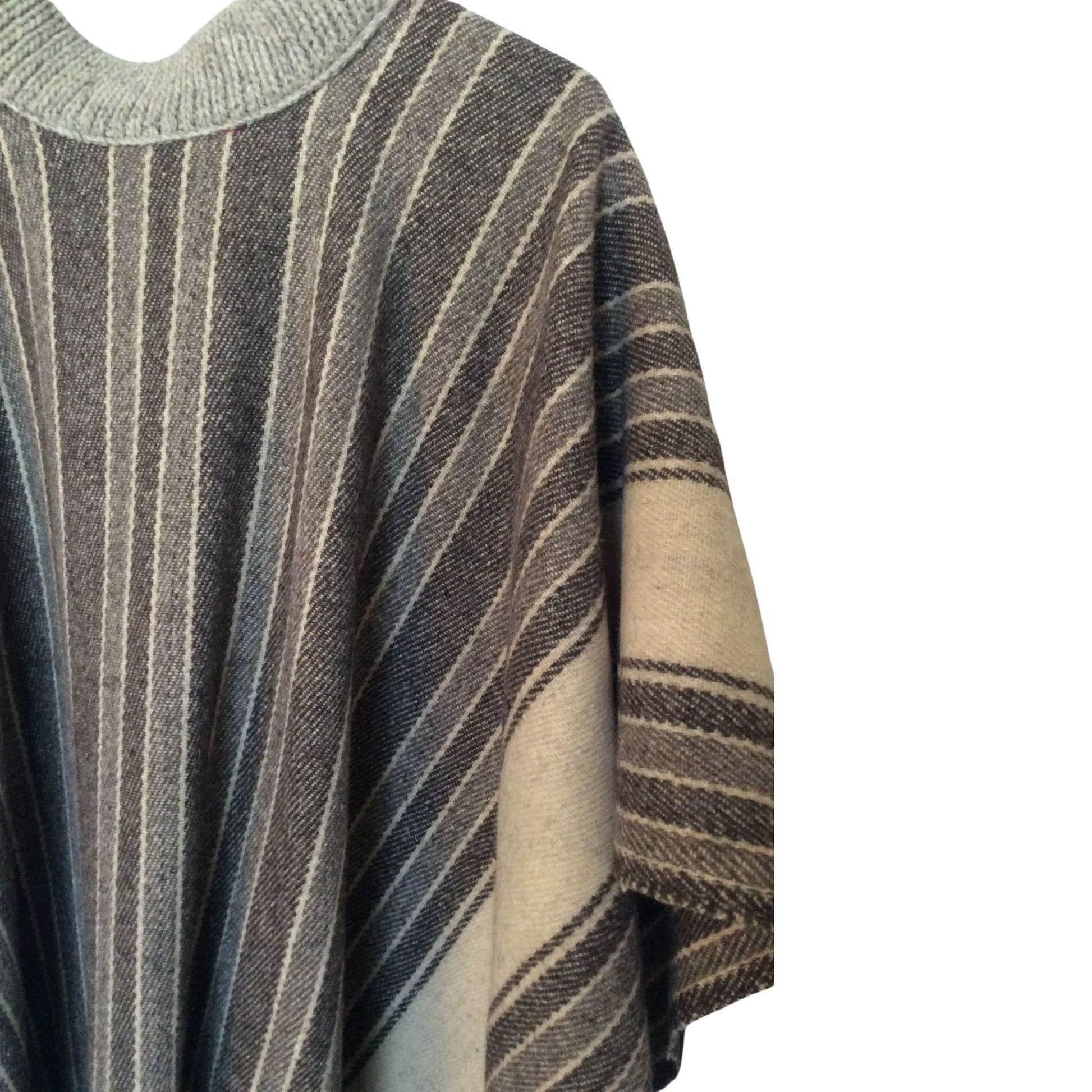 Brown Stripe Wool Poncho One size fits most / Multi / Western