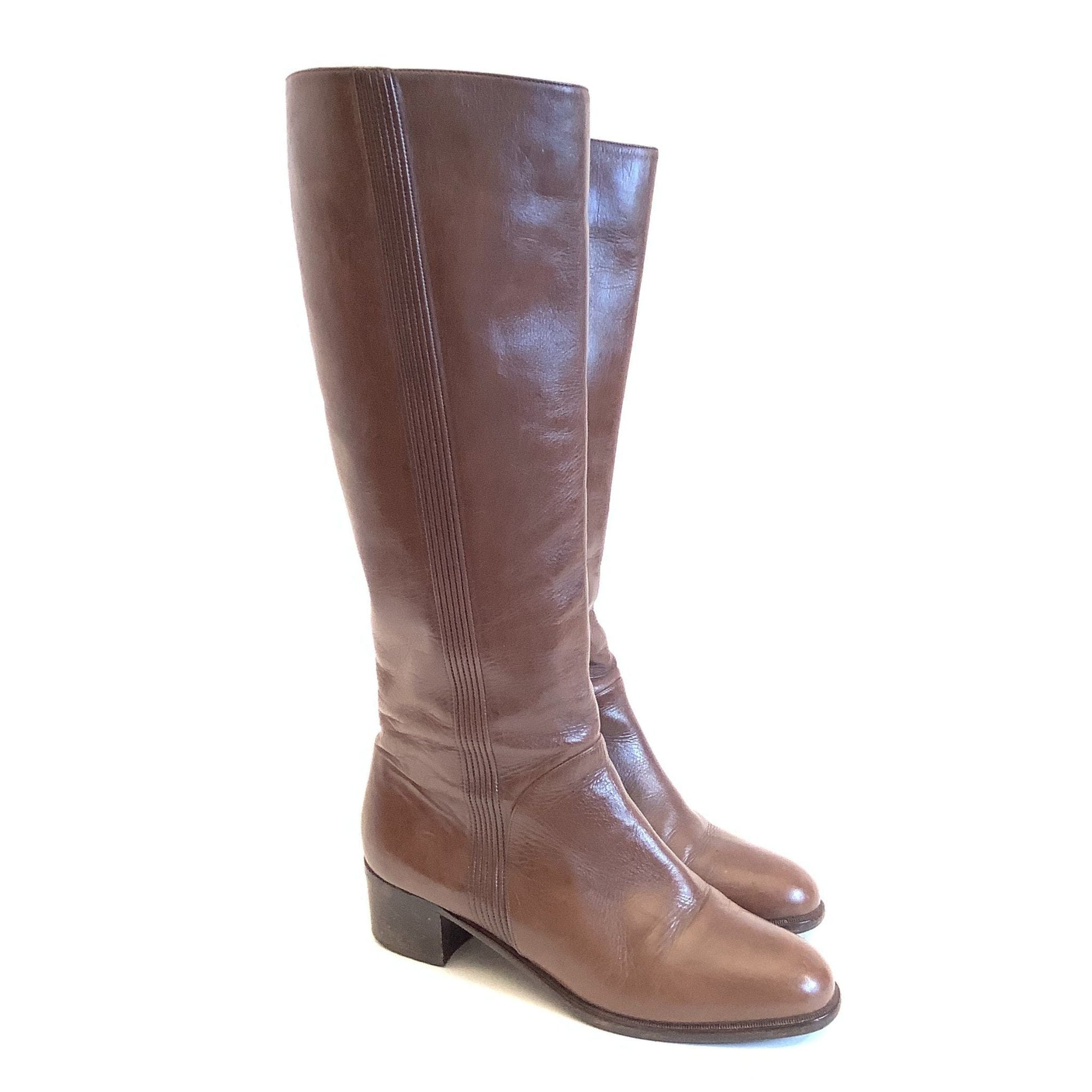 Bruno Magli Equestrian Boots 8 / Brown / Vintage 1980s