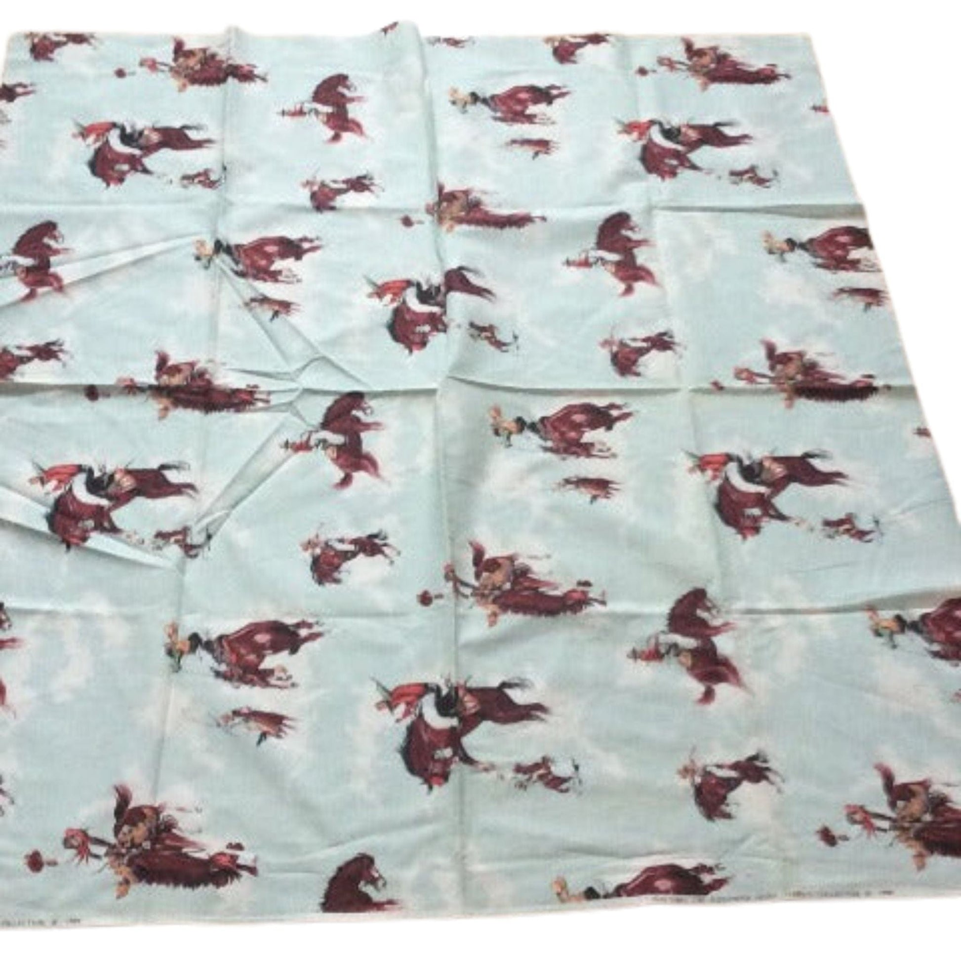 Bucking Bronco Themed Fabric Multi / Cotton / Vintage 1950s