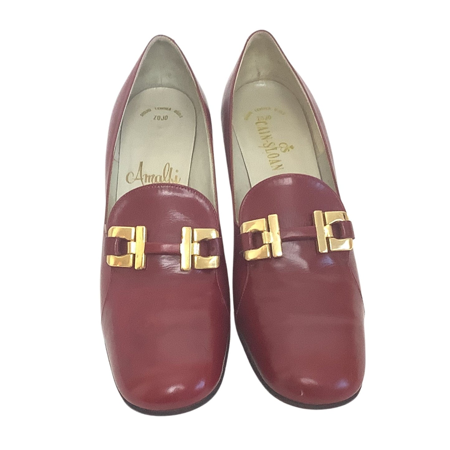 Burgundy Leather Heels 6.5 / Burgundy / Loafer pumps