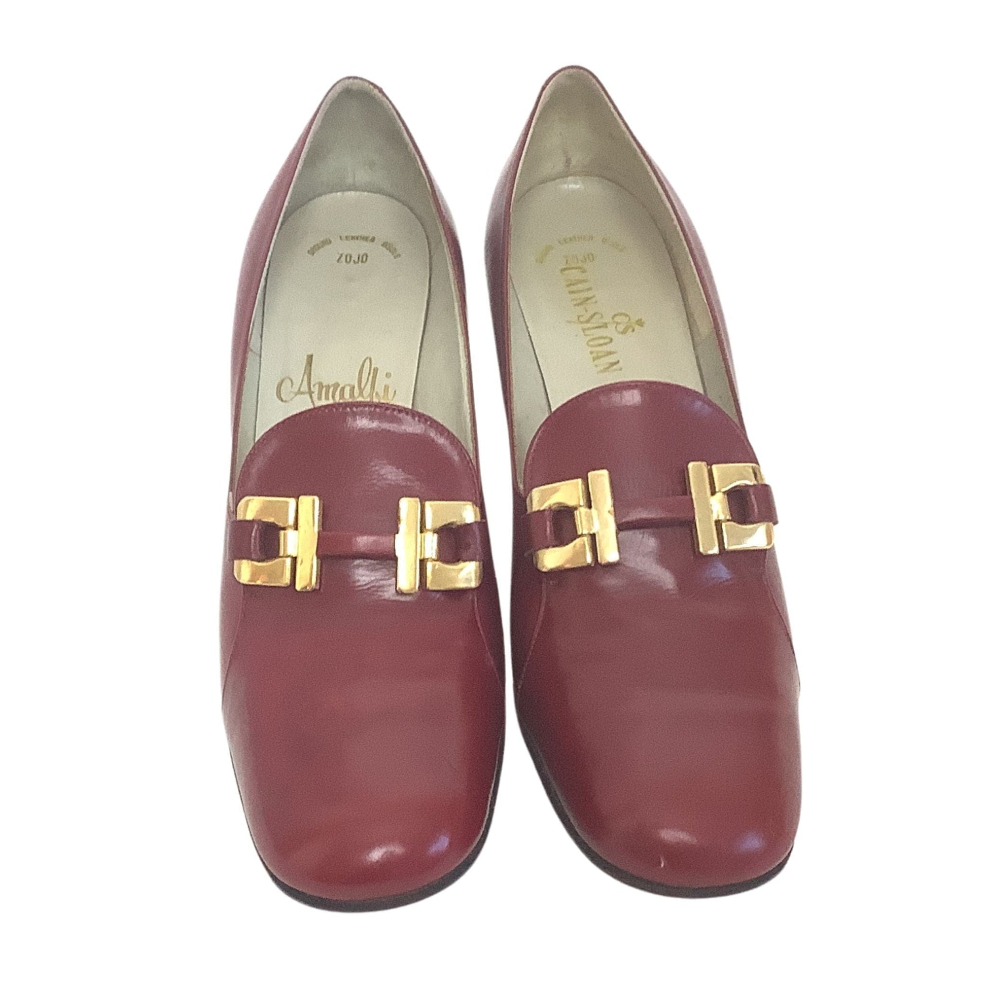 Burgundy Leather Heels 6.5 / Burgundy / Loafer pumps