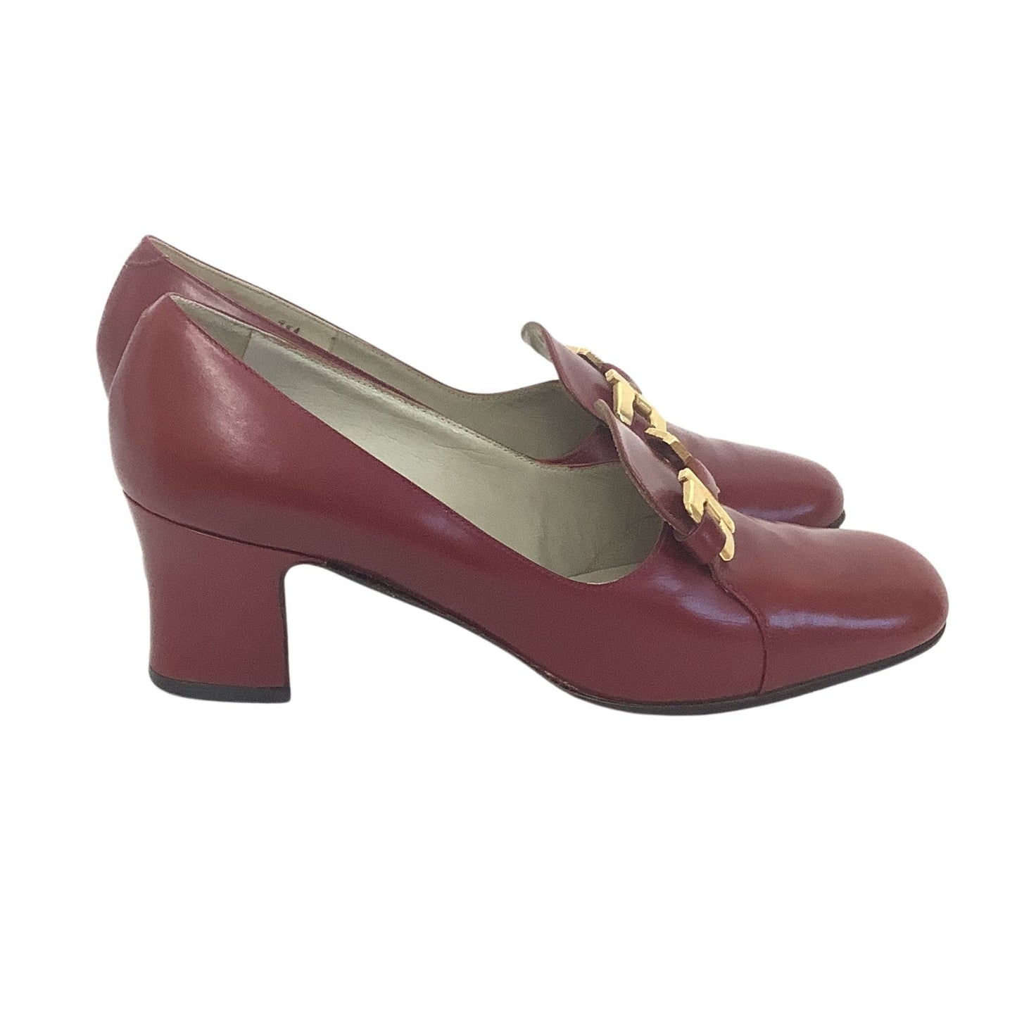 Burgundy Leather Heels 6.5 / Burgundy / Loafer pumps