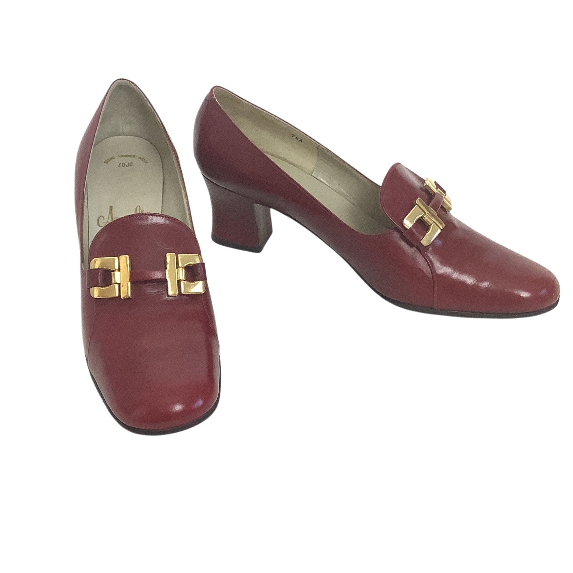 Burgundy Leather Heels 6.5 / Burgundy / Loafer pumps