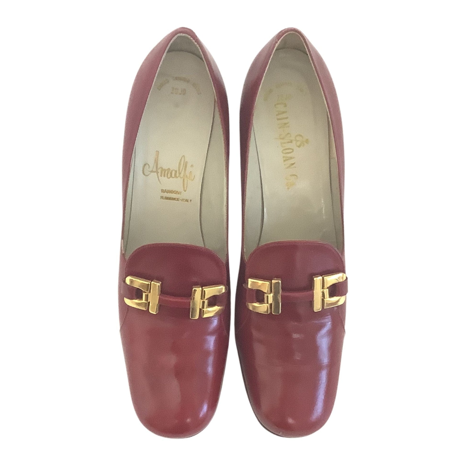 Burgundy Leather Heels 6.5 / Burgundy / Loafer pumps