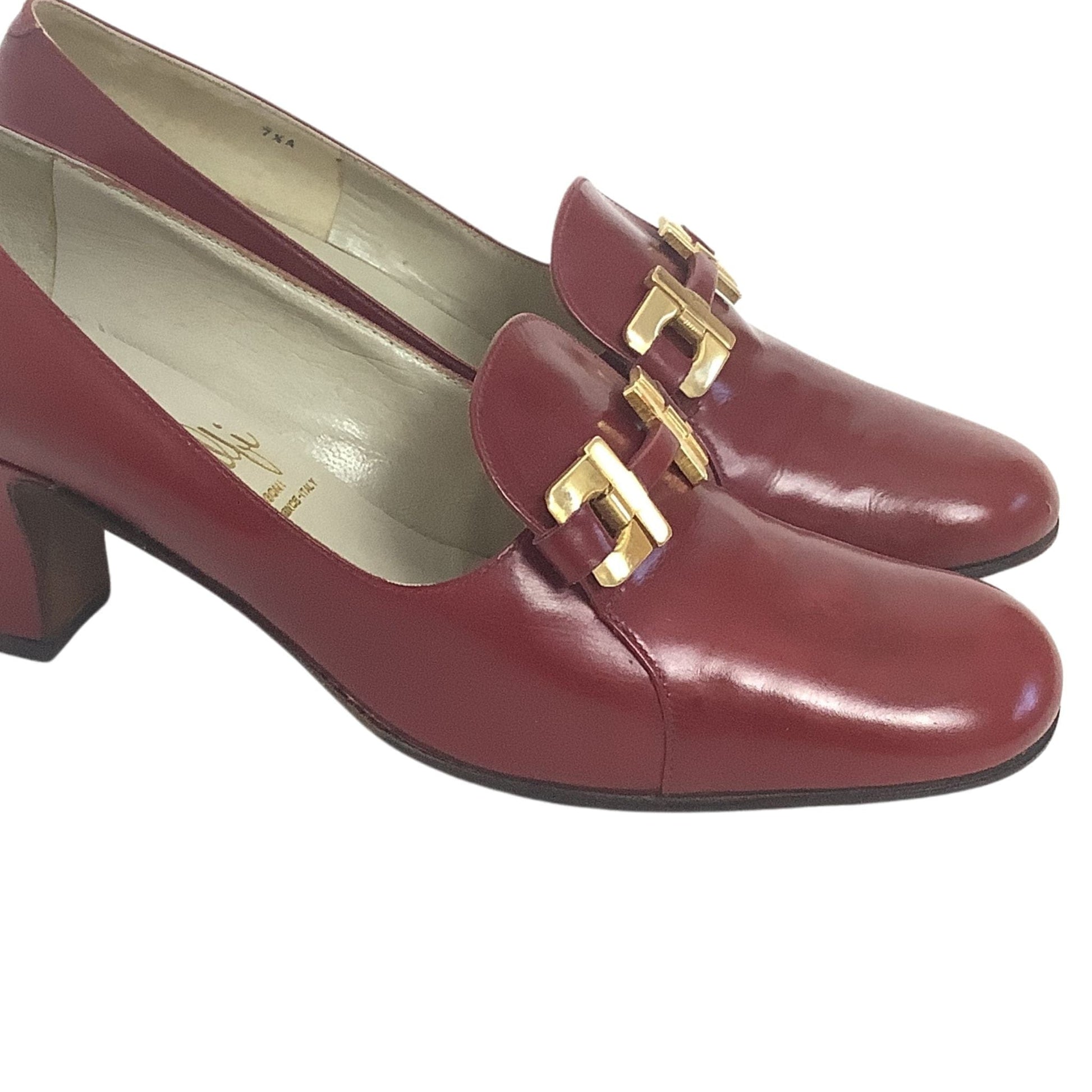 Burgundy Leather Heels 6.5 / Burgundy / Loafer pumps