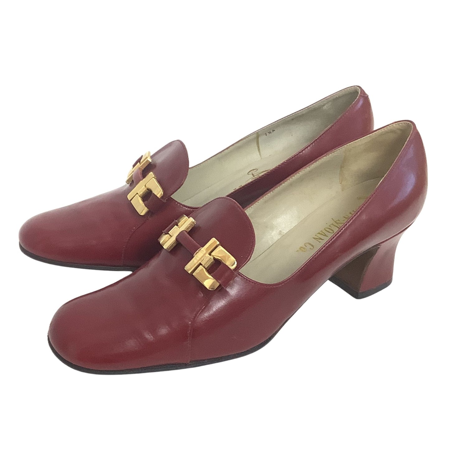 Burgundy Leather Heels 6.5 / Burgundy / Loafer pumps