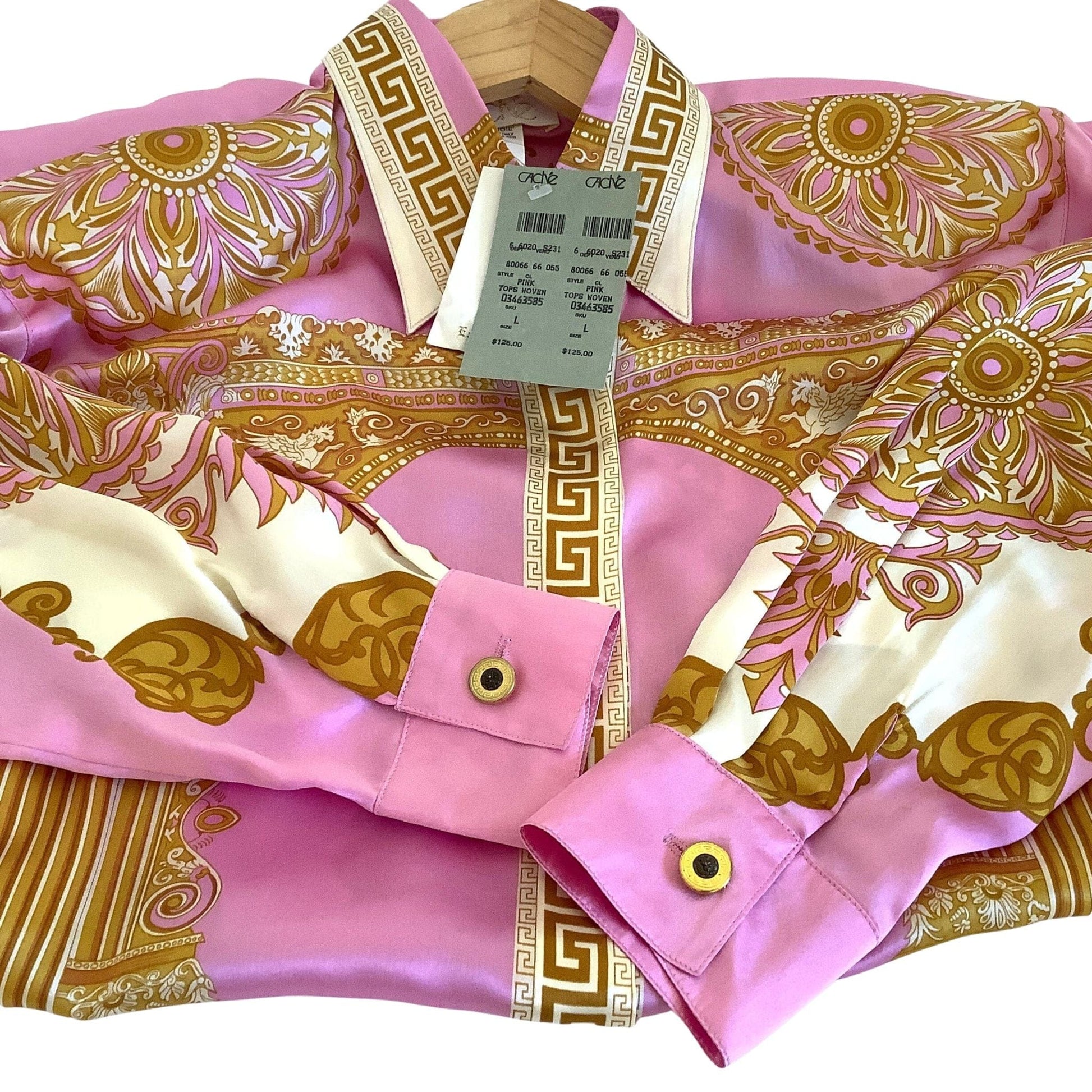 Cache Baroque Silk Blouse Medium / Pink / Vintage 1980s