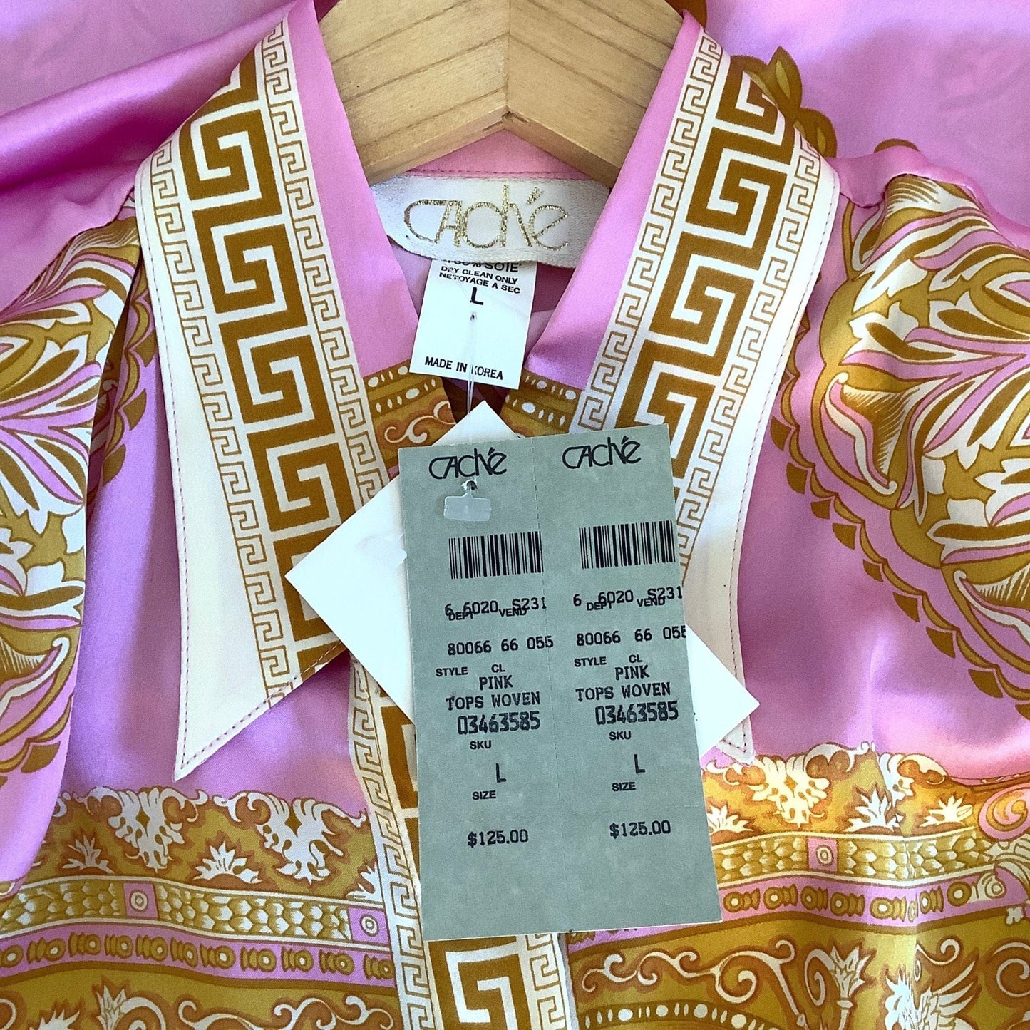 Cache Baroque Silk Blouse Medium / Pink / Vintage 1980s