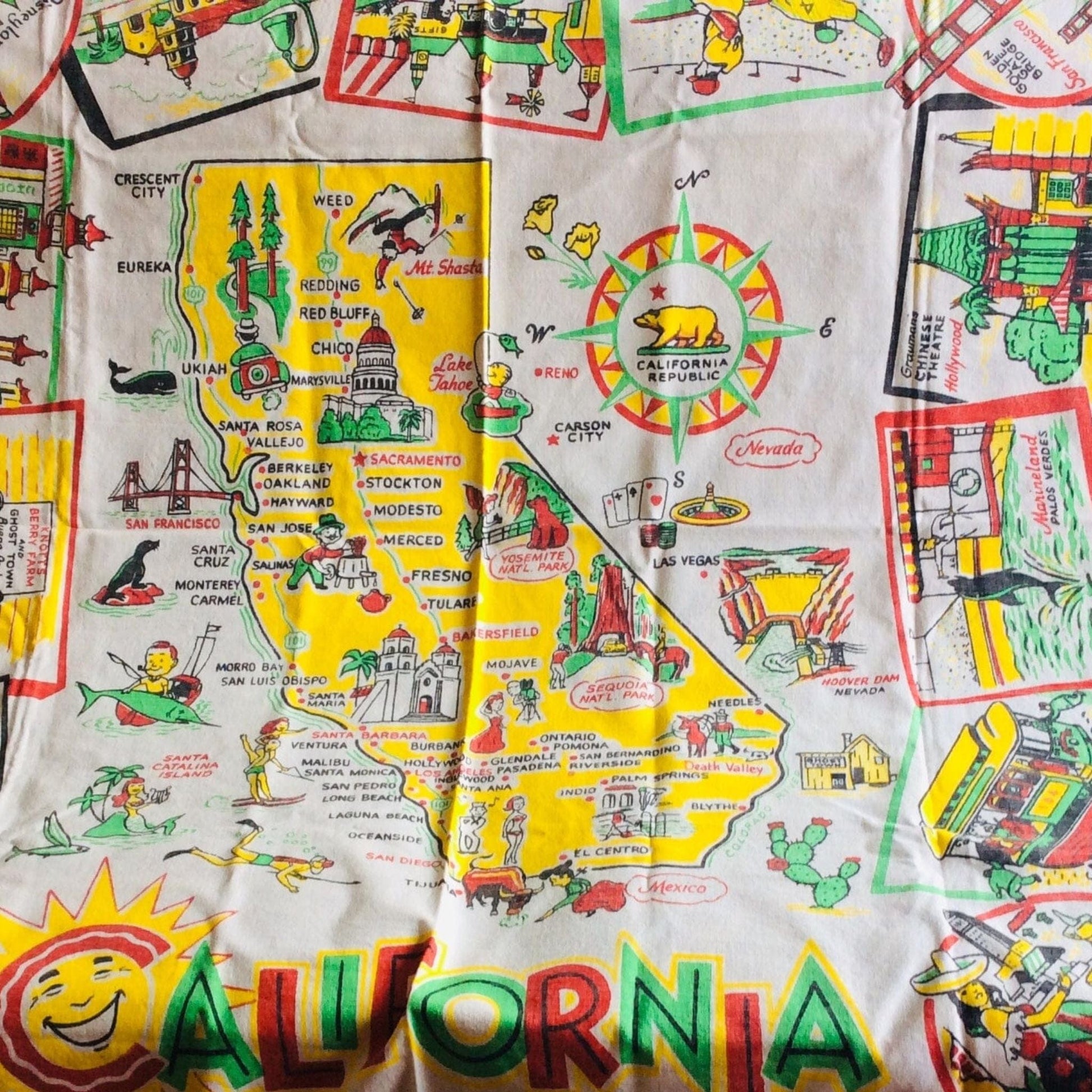 California Novelty Tablecloth Multi / Cotton / Novelty