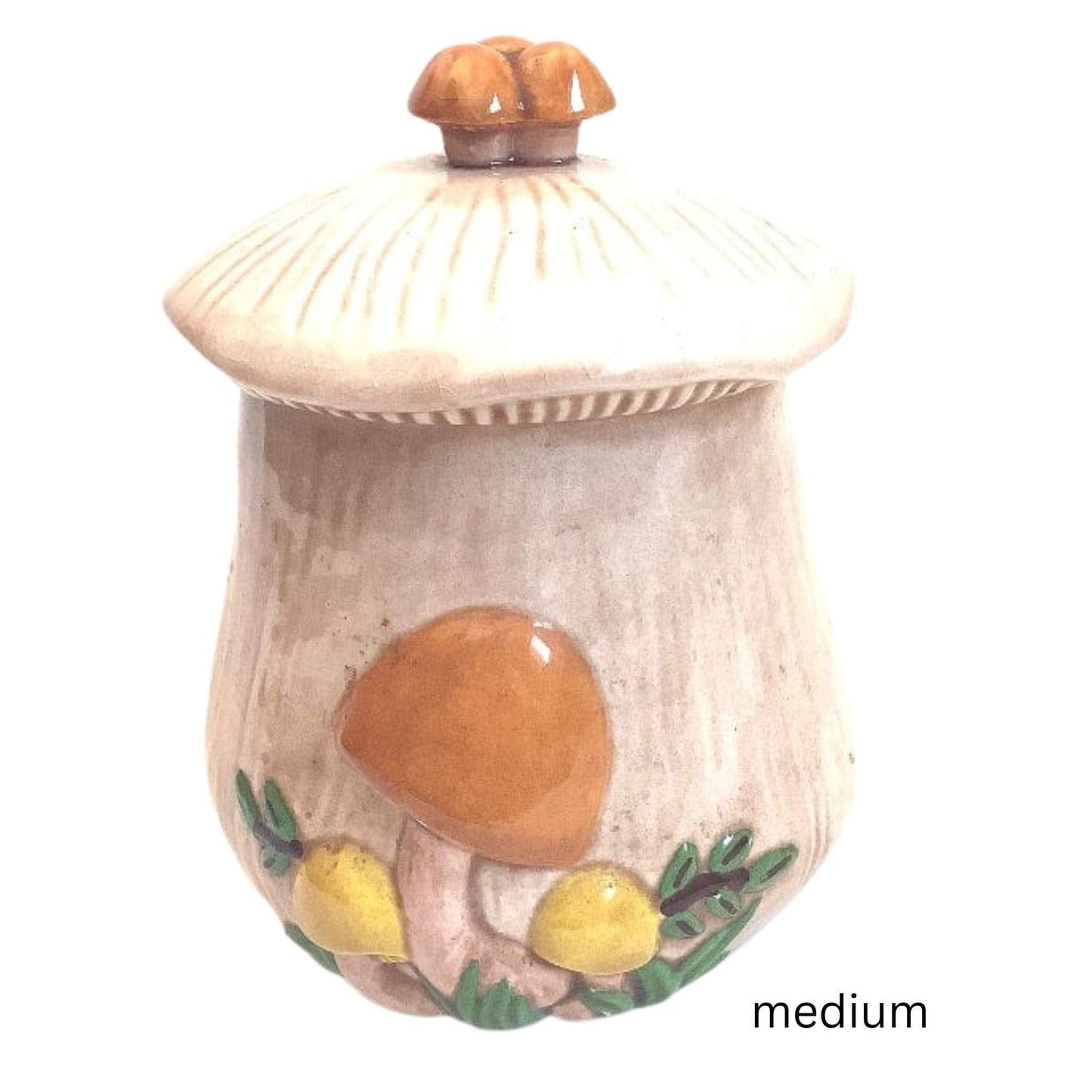 Ceramic Mushroom Canisters Medium / Ceramic / Vintage 1980s