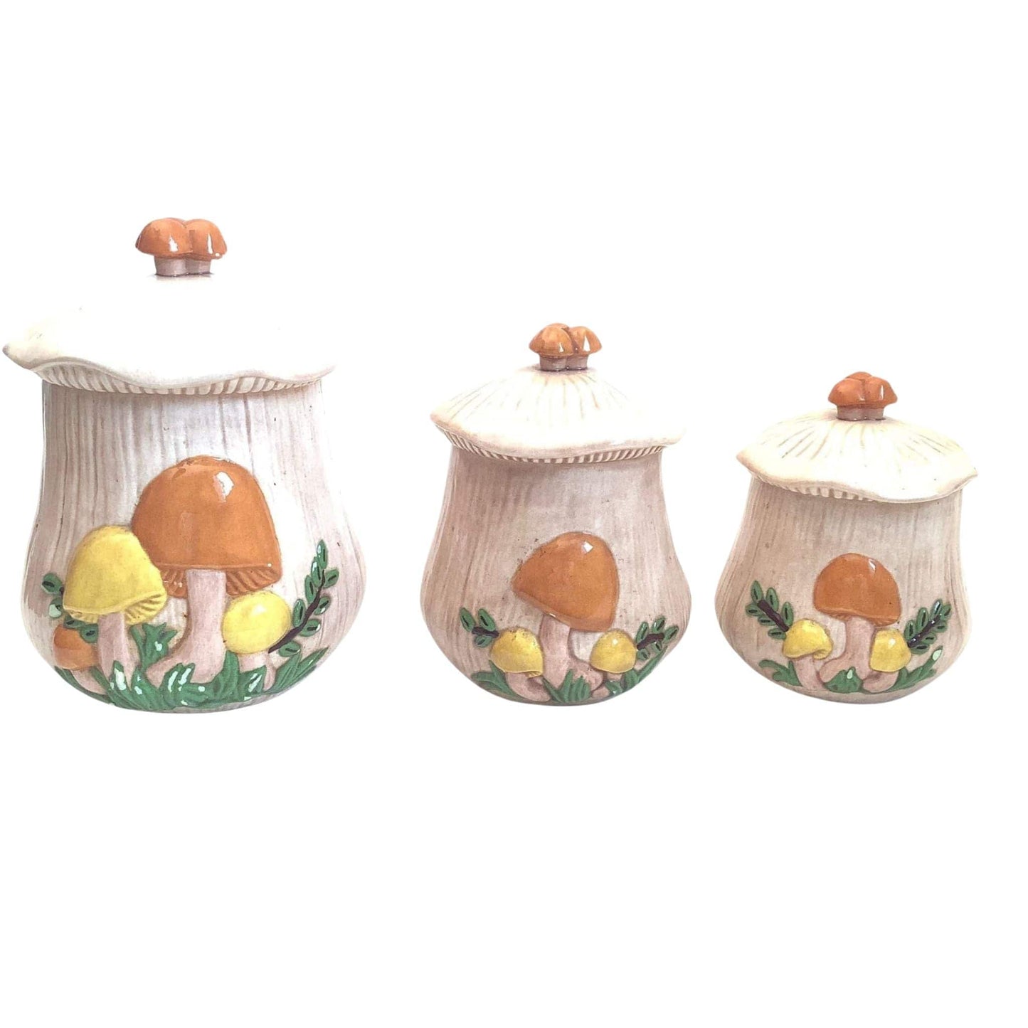 Ceramic Mushroom Canisters Multicolor / Ceramic / Mushroom