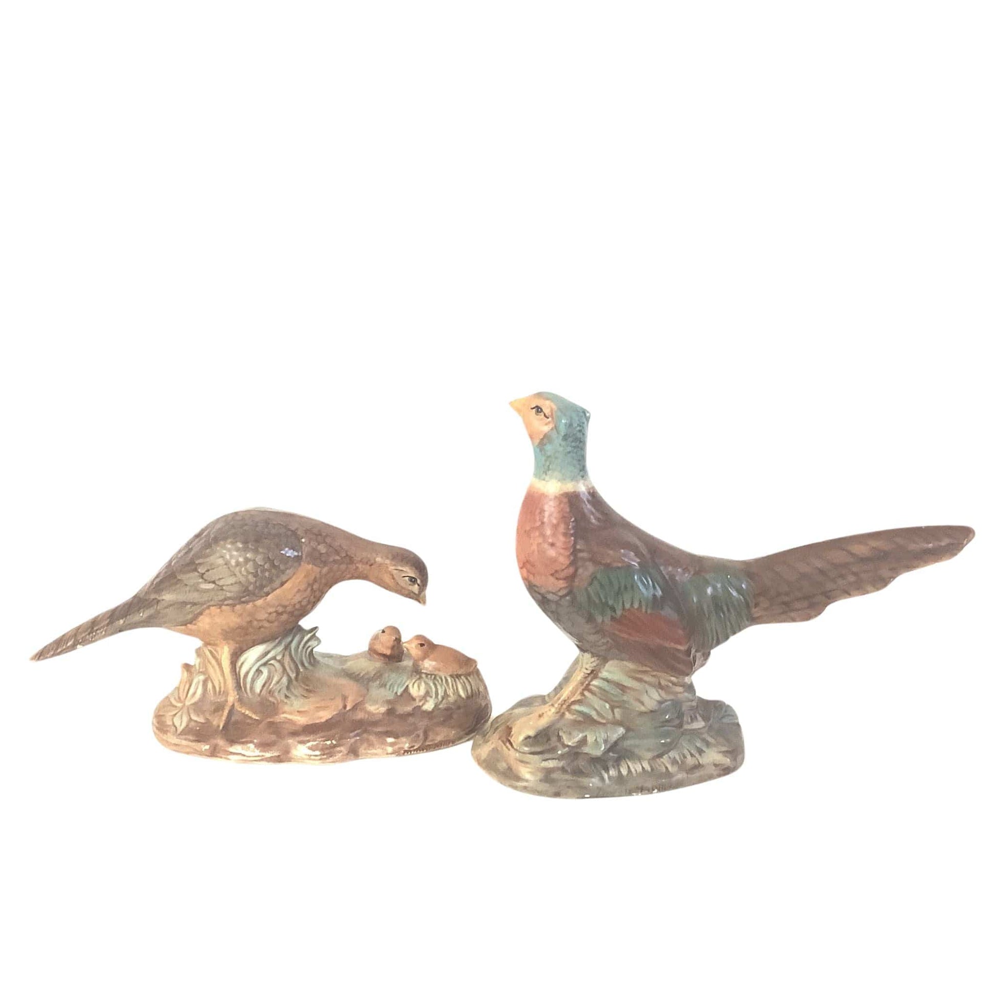 Ceramic Pheasant Figurines Multi / Ceramic / Vintage 1950s