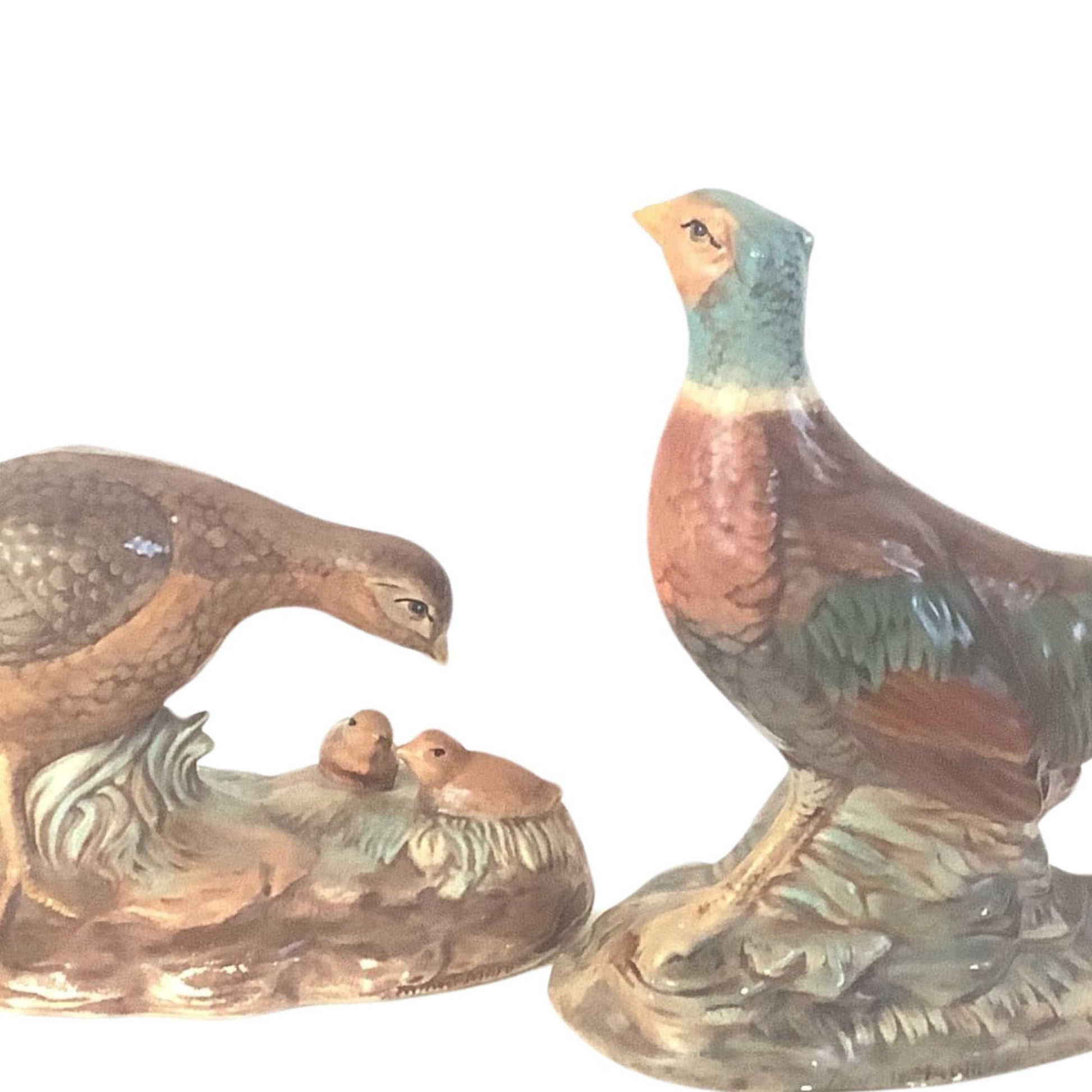 Ceramic Pheasant Figurines Multi / Ceramic / Vintage 1950s