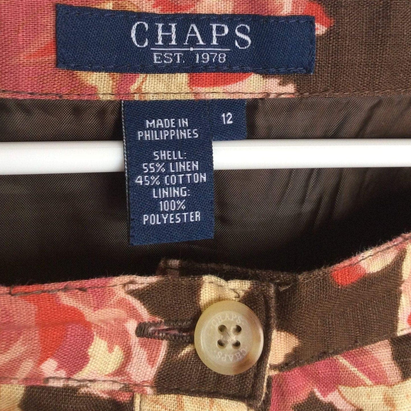 Chaps Linen Mini Skirt Medium / Multi / Vintage 1990s