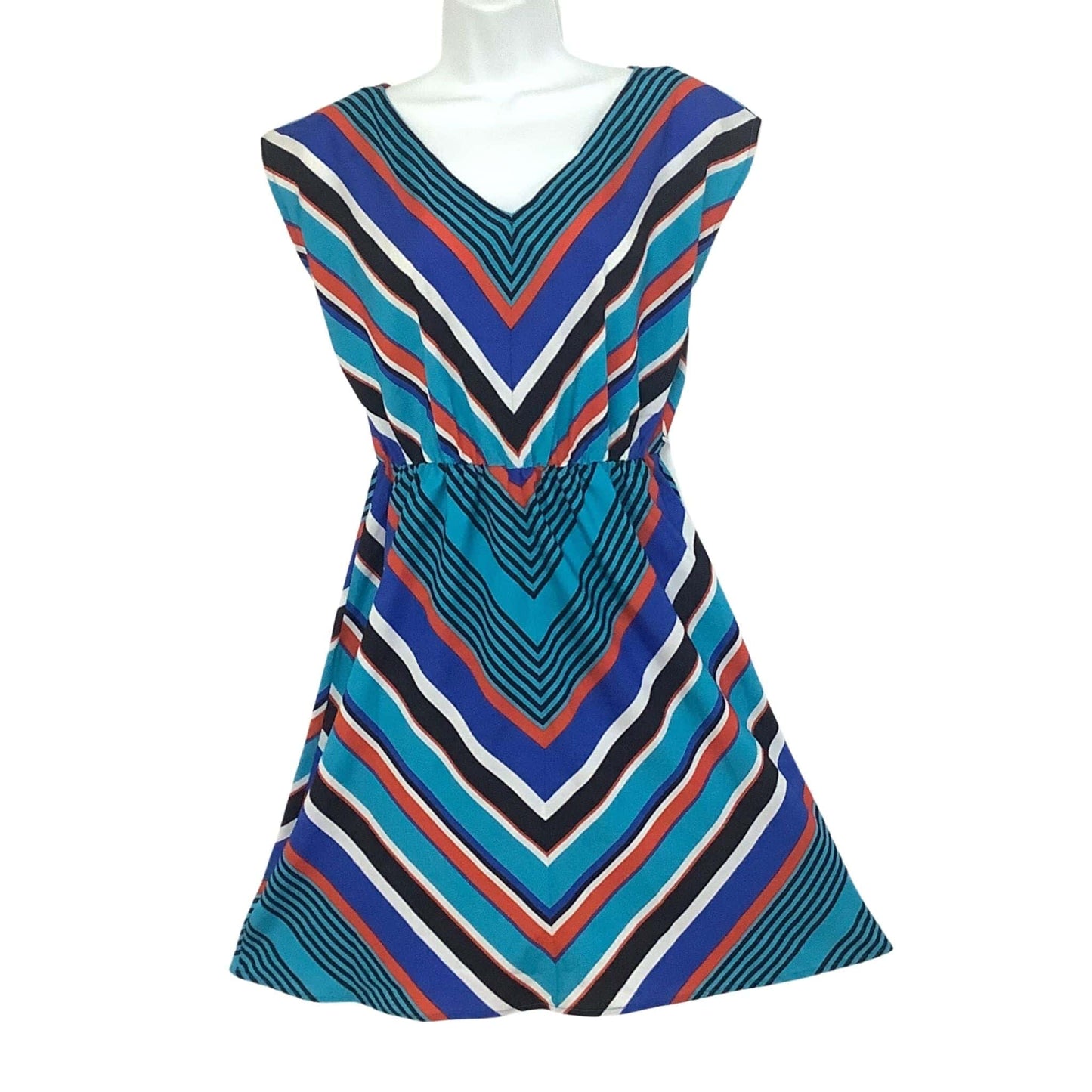 Chevron Shift Dress Small / Multi / Vintage 1980s